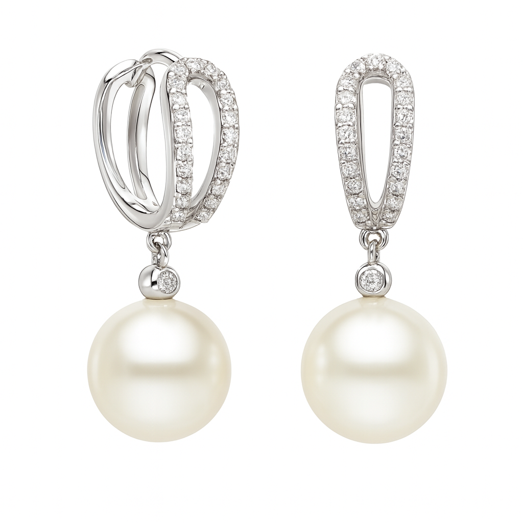 14KW Freshwater Pearl Earrings, 9-10mm