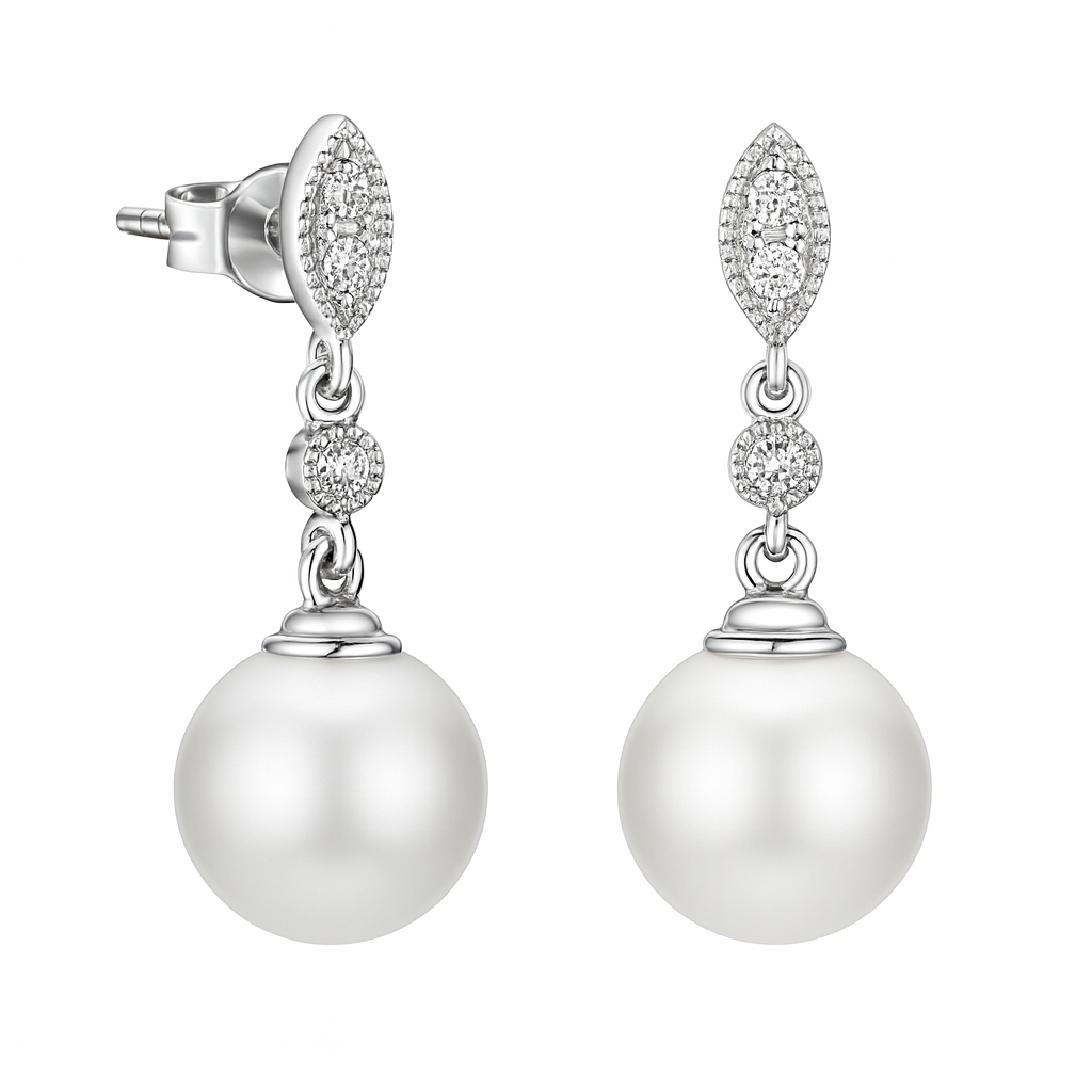 14KW Freshwater Pearl Earrings, 9-10mm