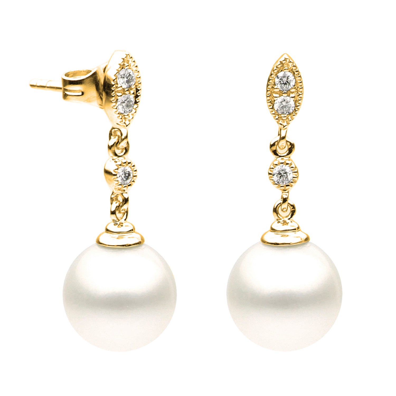 14KY Freshwater Pearl Earrings, 9-10mm