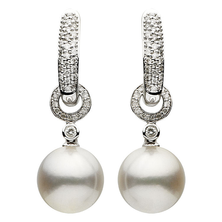 E012155-14K - 14KW-4G S.Sea Earring 84D-0.49ct 11-12mm