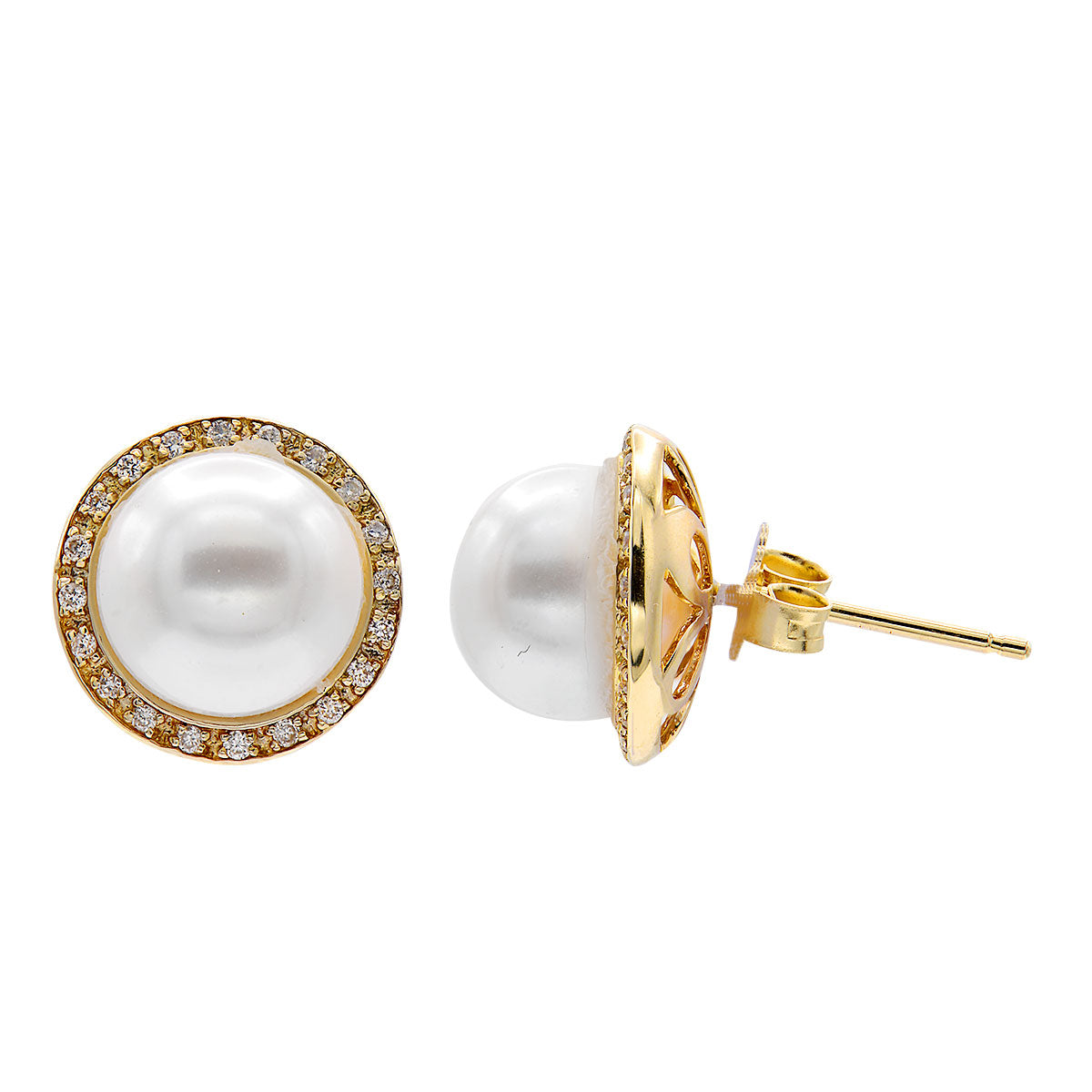 14KY Freshwater Pearl Earrings, 8-9mm