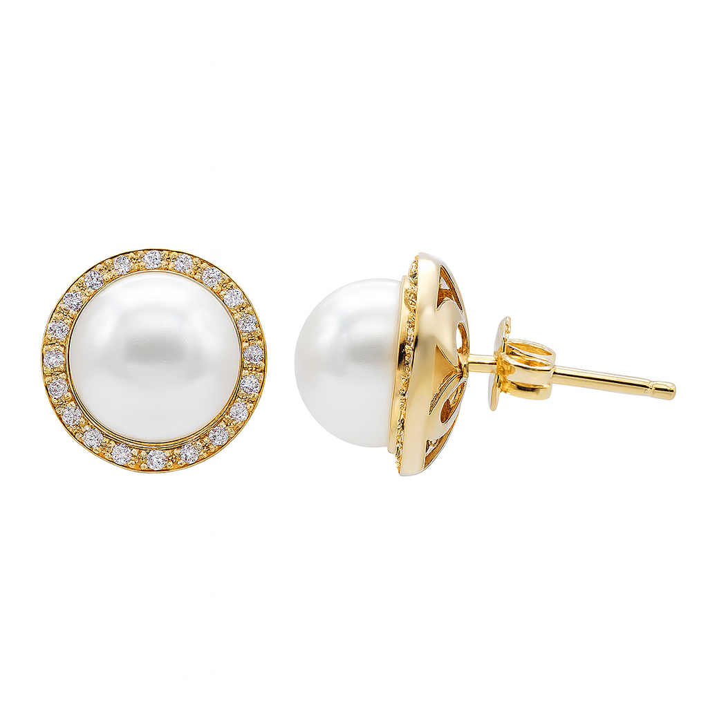 14KY Freshwater Pearl Earrings, 8-9mm