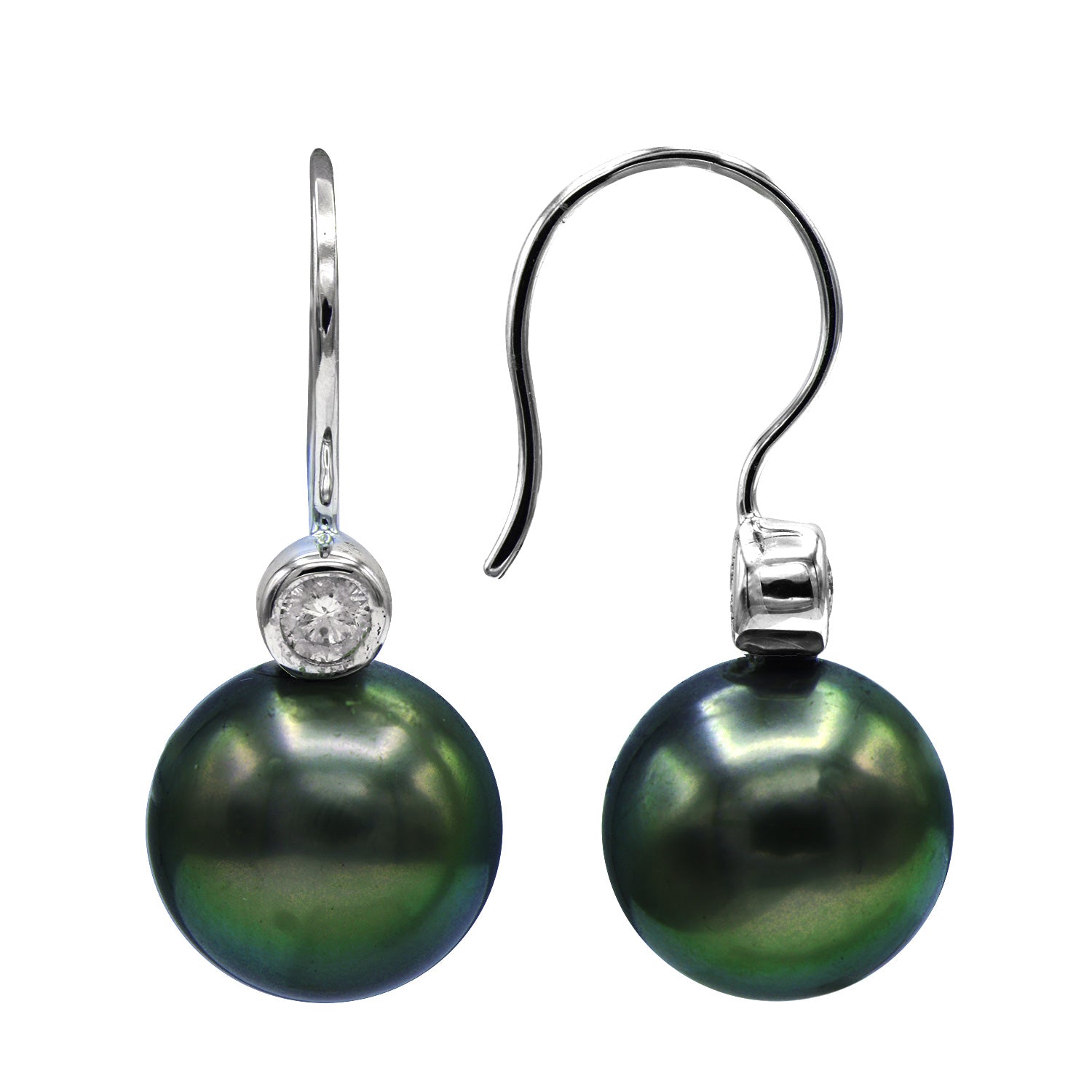 18KW Tahitian Pearl Earrings, 9-10mm