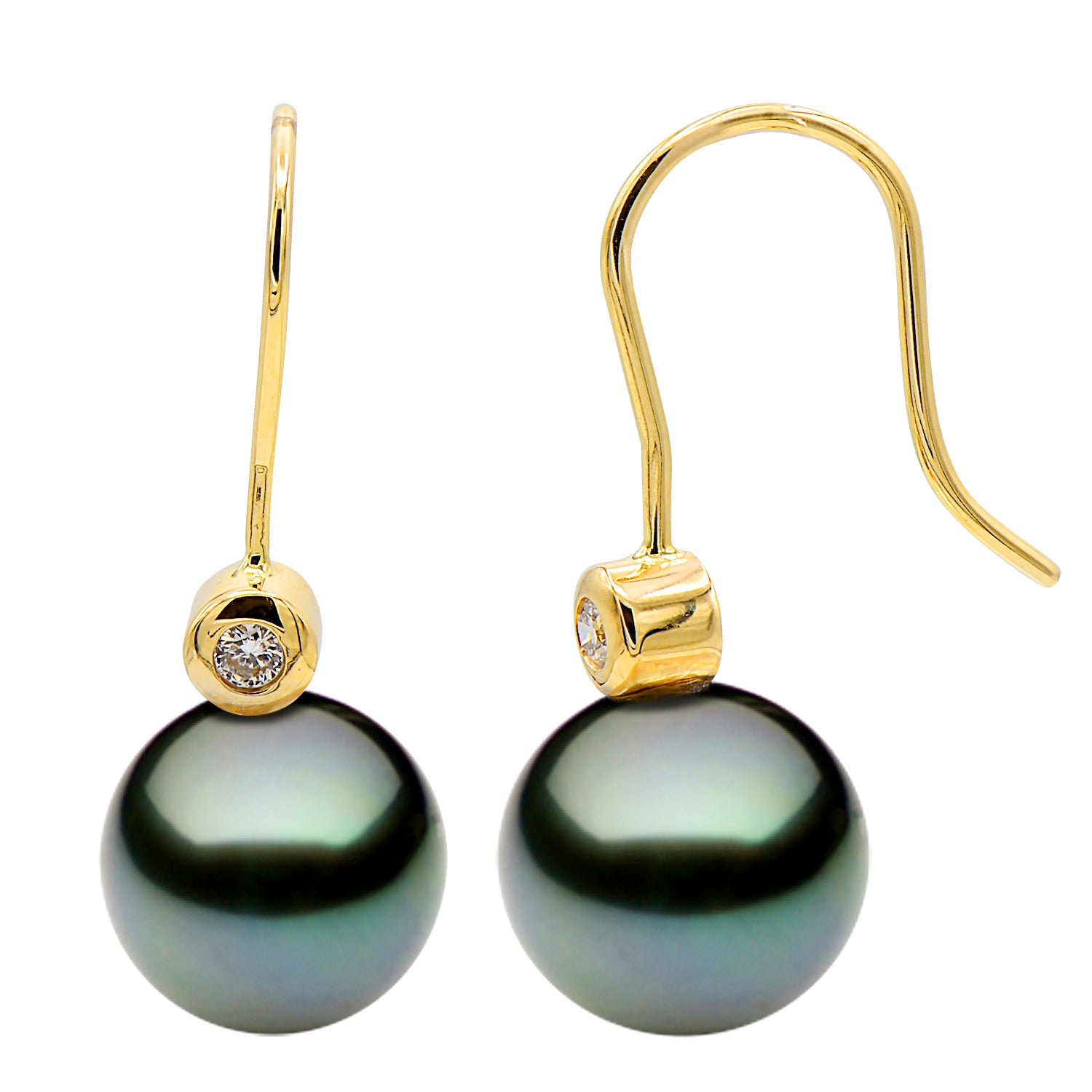 18KY Tahitian Pearl Earrings, 9-10mm