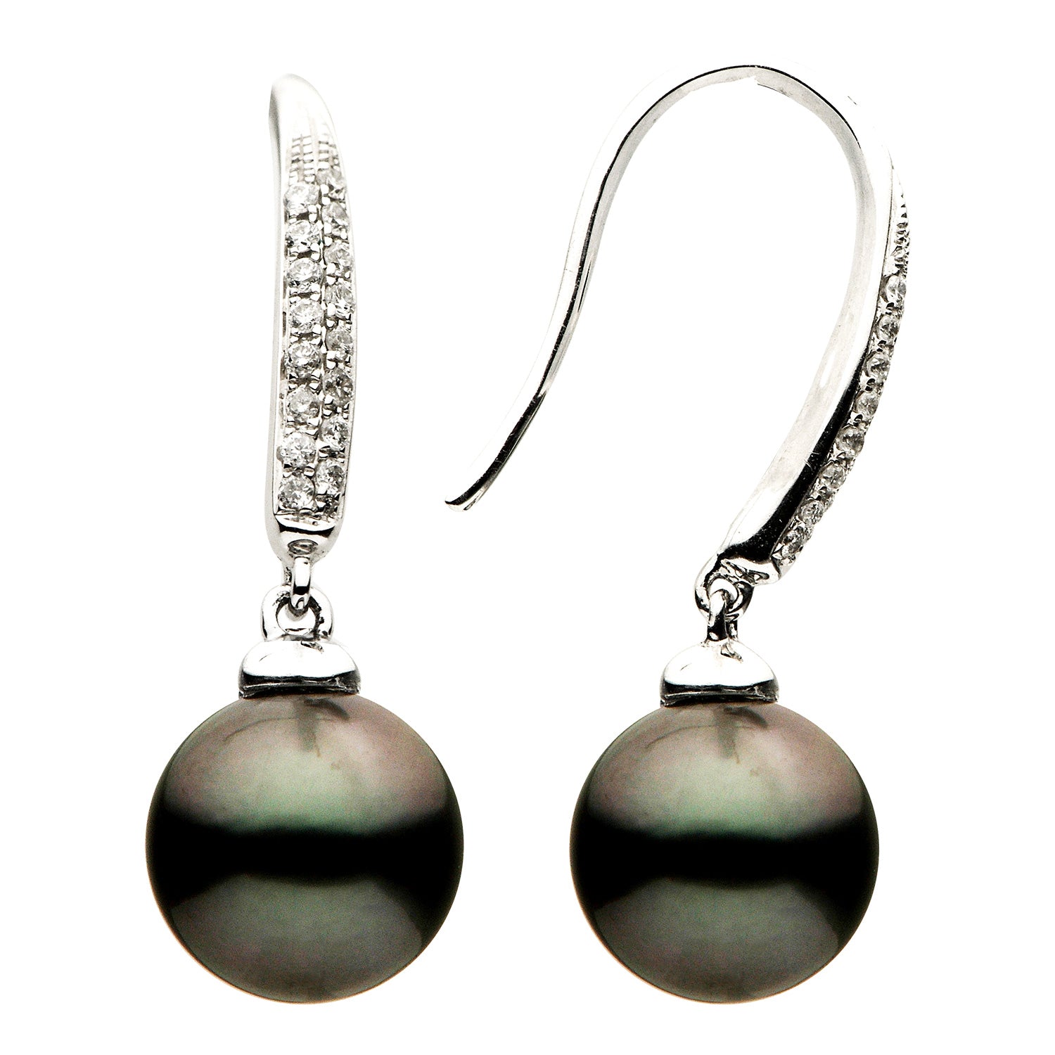 18KW Tahitian Pearl Earrings, 8-9mm