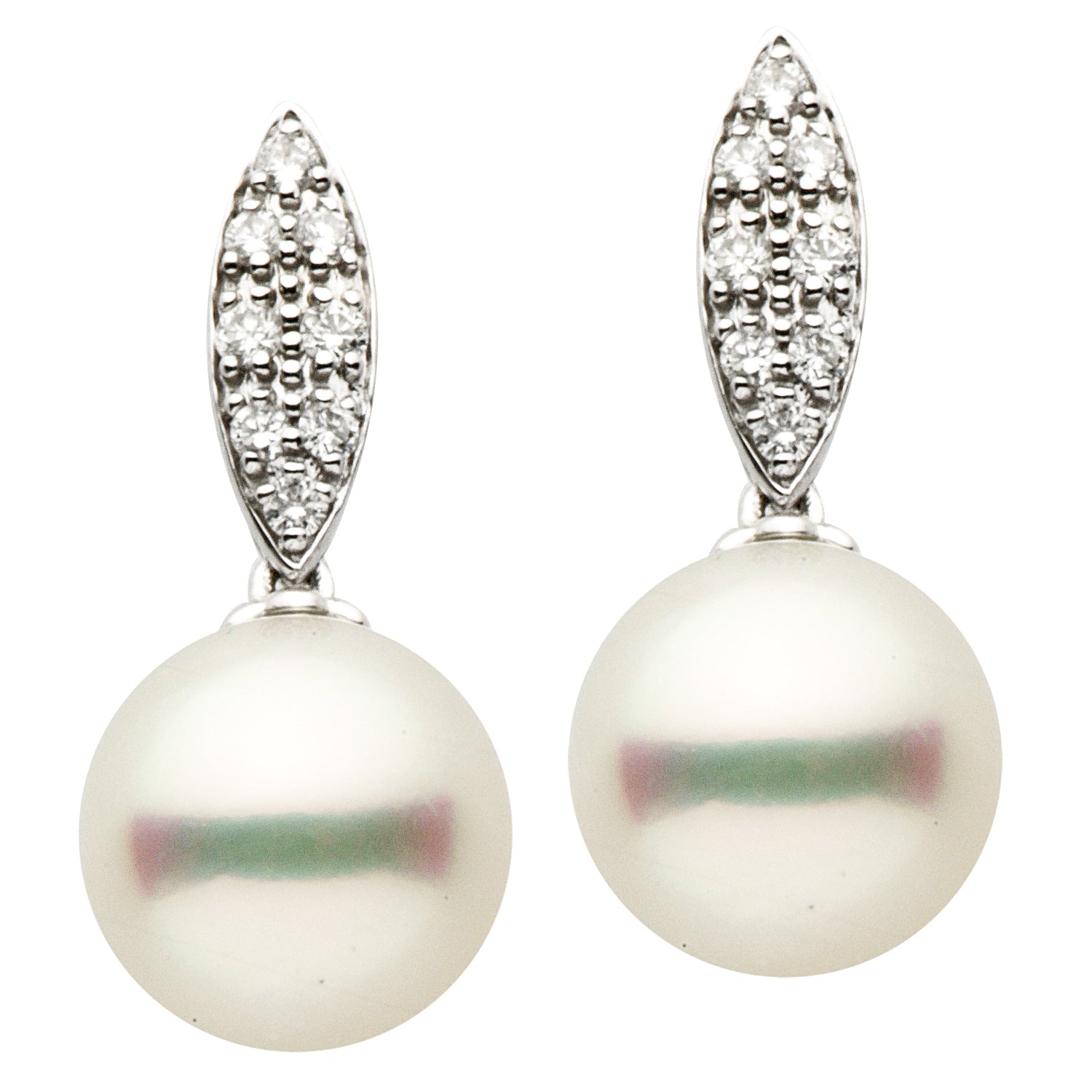 Earrings 14KW/1.4G 16RD-0.19CT S.Sea 9-10mm
