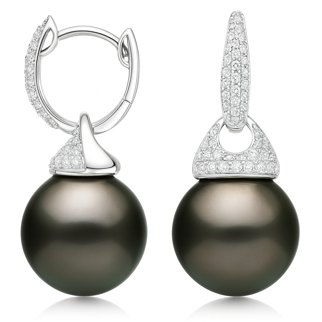 14KW Tahitian Pearl Earrings, 10-11mm