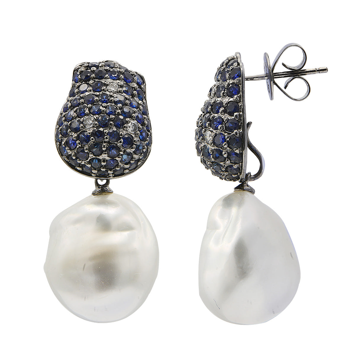 18K Rose Gold Sapphire Diamond Earrings, 3.4ct