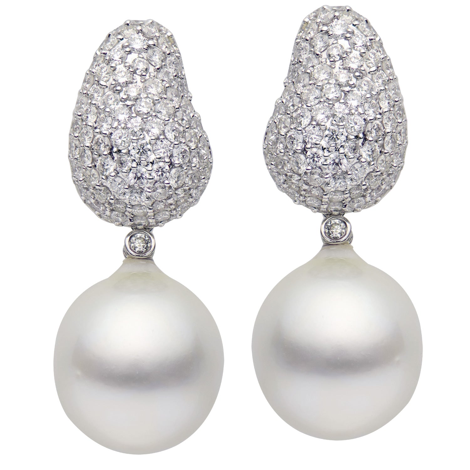 E012255-12 - 18KW-4.9G S.Sea Earring 188D-2.50ct 12-13mm
