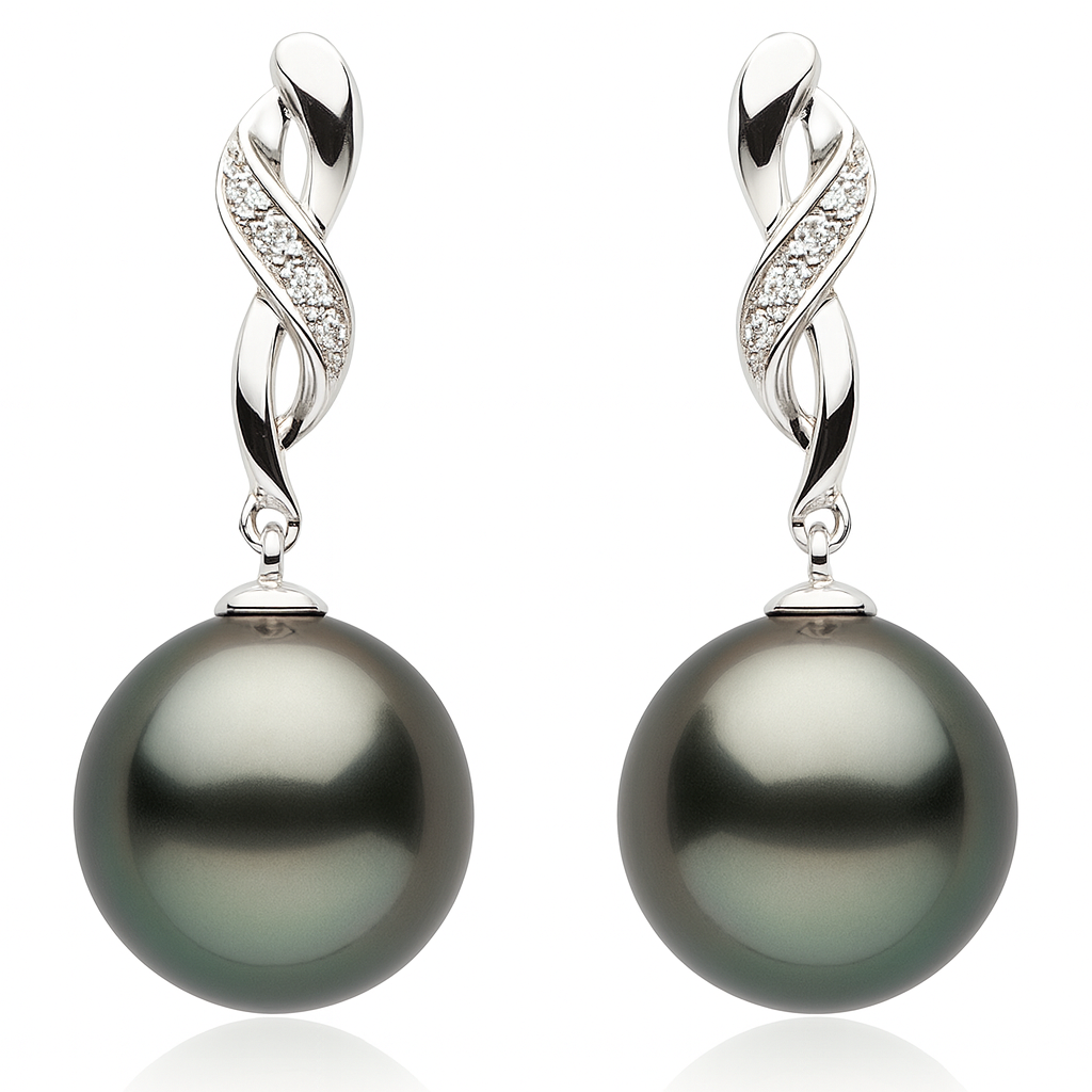 14KW Tahitian Pearl Earrings, 10-11mm