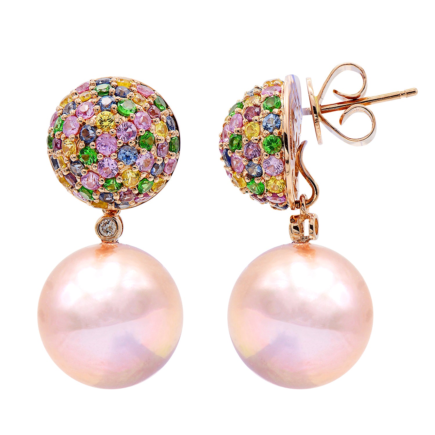 18KR Freshwater Pearl Earrings, 12-13mm