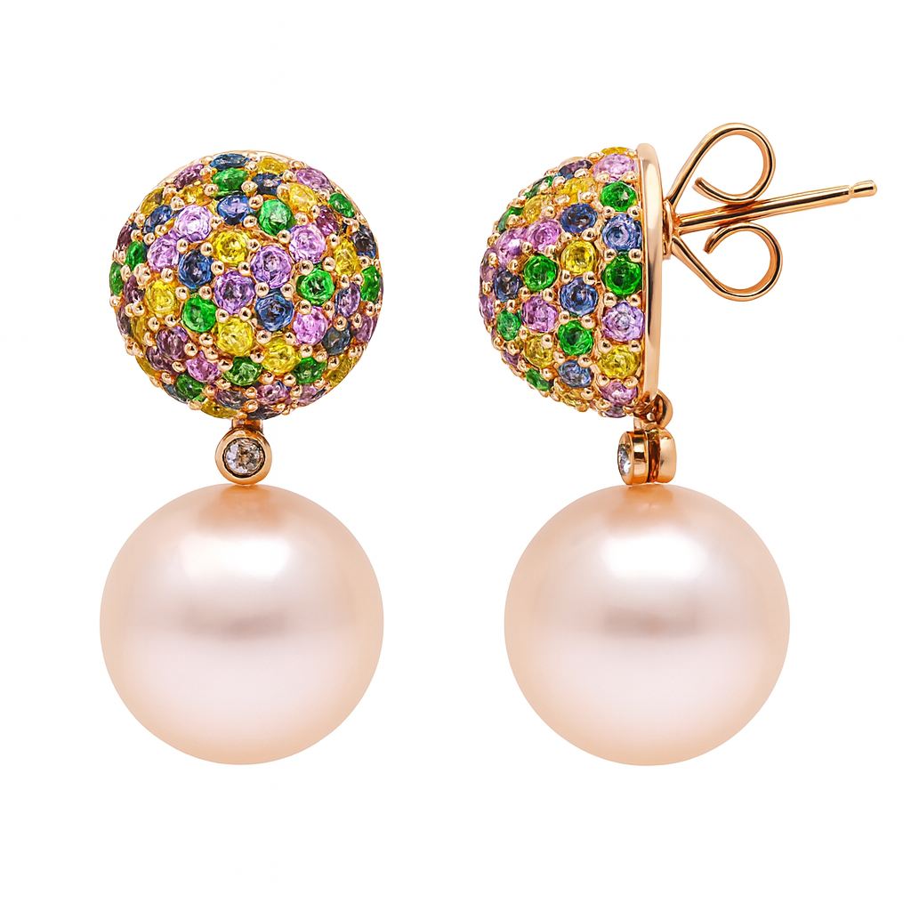 18KR Freshwater Pearl Earrings, 12-13mm