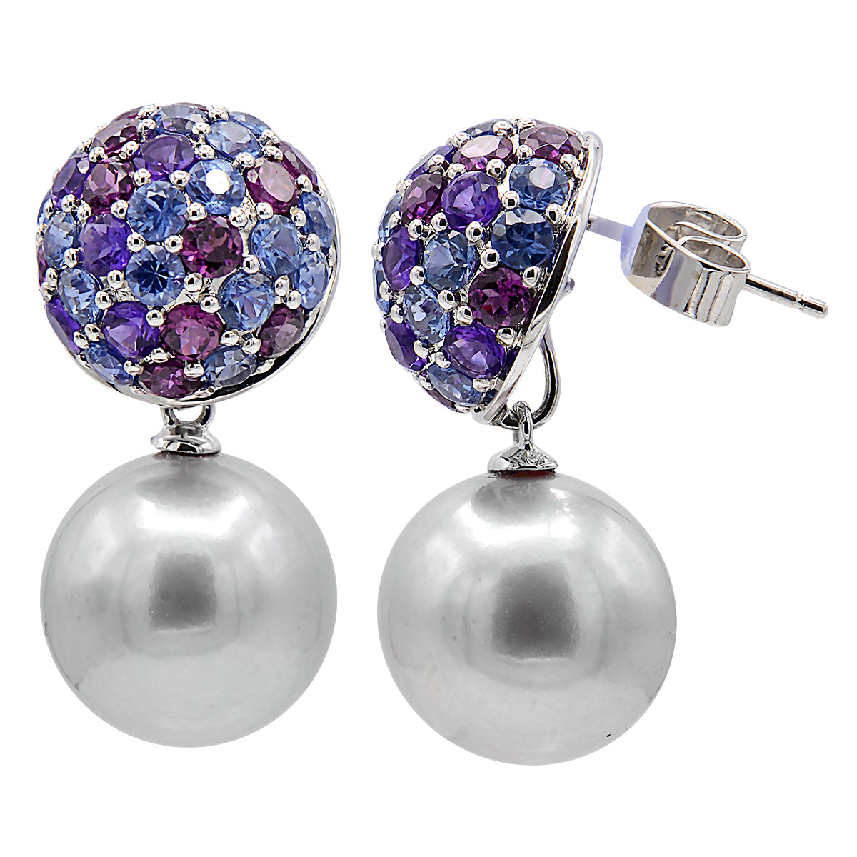 18KW Freshwater Pearl Earrings, 12-13mm