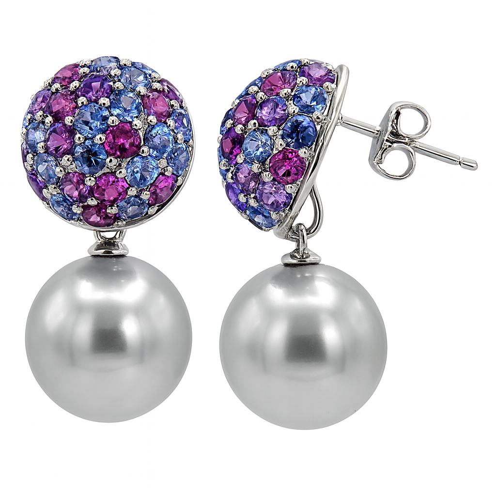 18K White Gold Freshwater Pearl Earrings, 12-13mm, 5ct