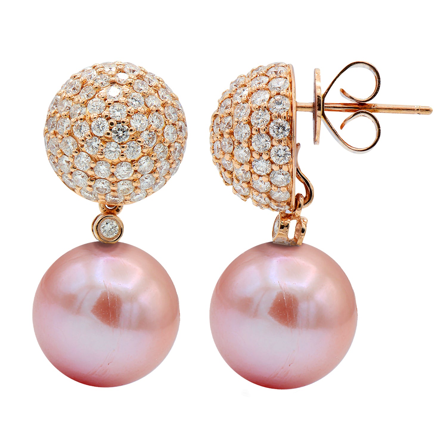 18KR Freshwater Pearl Earrings, 12-13mm