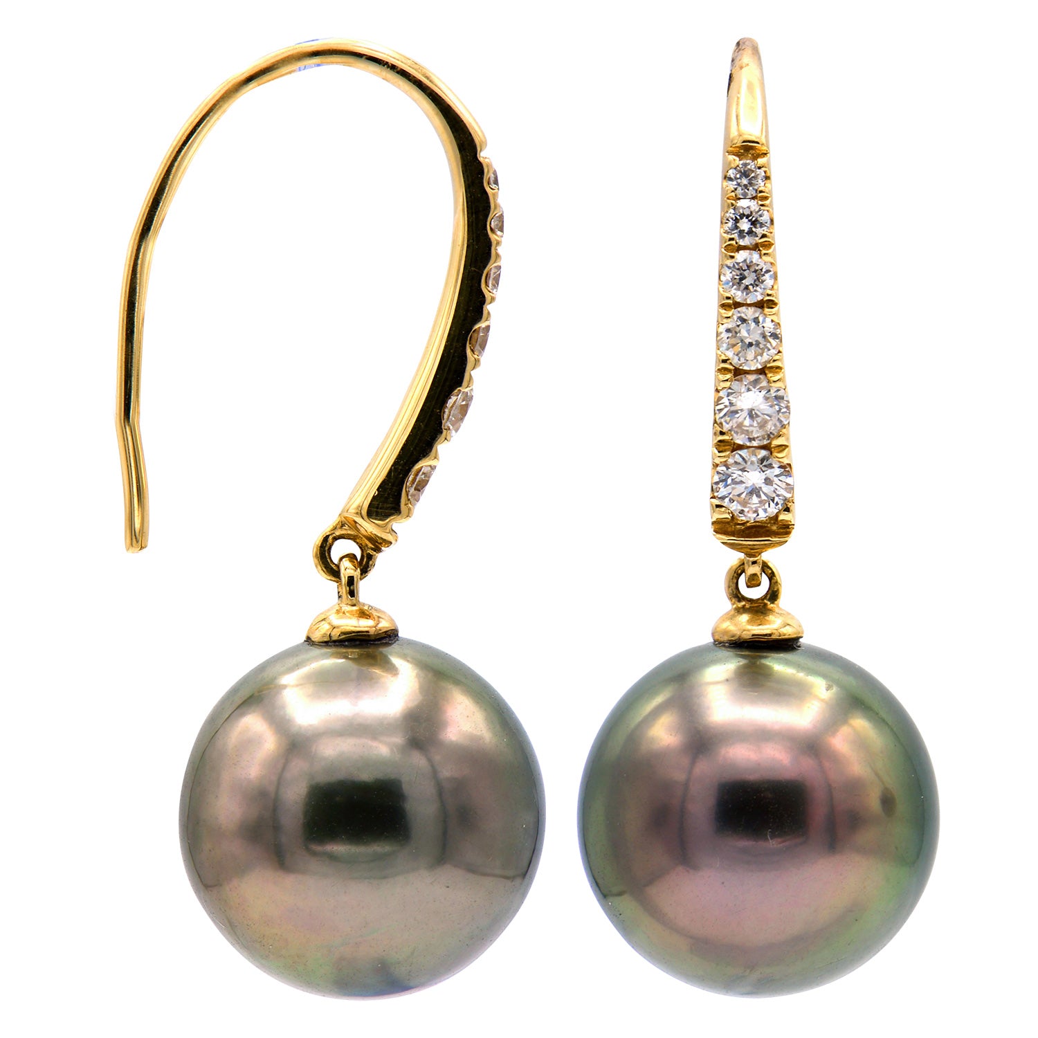 14KY Tahitian Pearl Earrings, 10-11mm