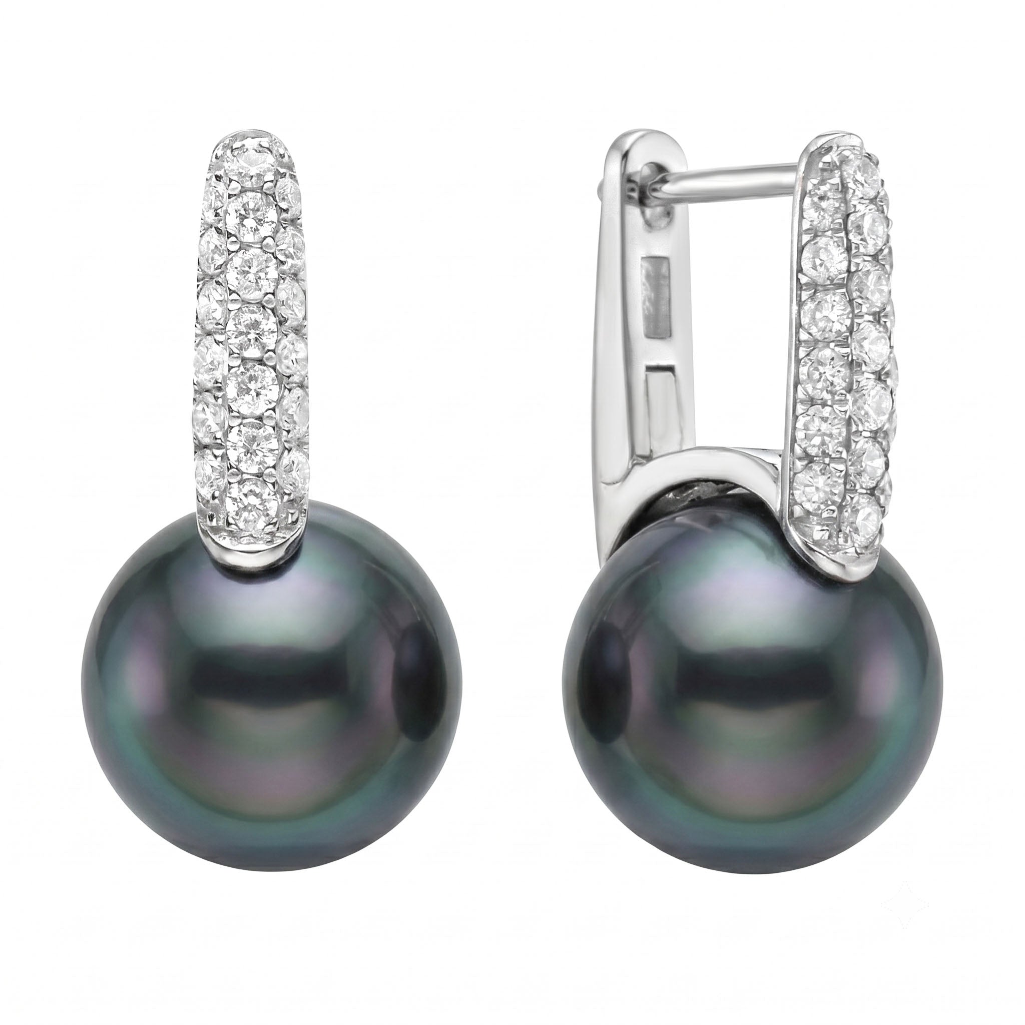 E012291-T - Earrings 14KW/1.7G 38RD-0.33CT Tahitian 9-10mm