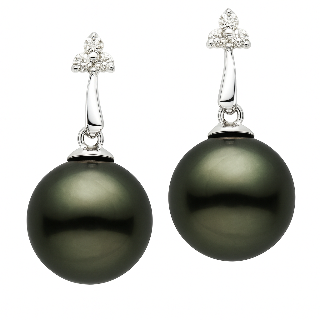 14KW Tahitian Pearl Earrings, 10-11mm