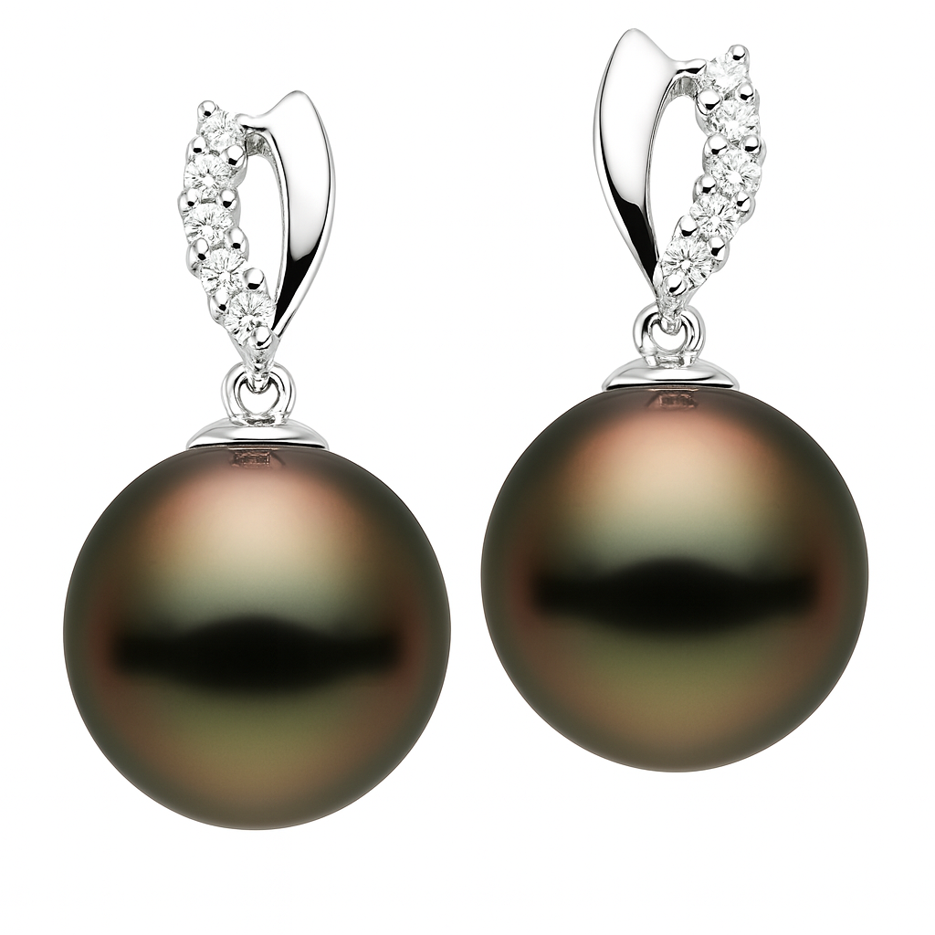 14KW Tahitian Pearl Earrings, 10-11mm