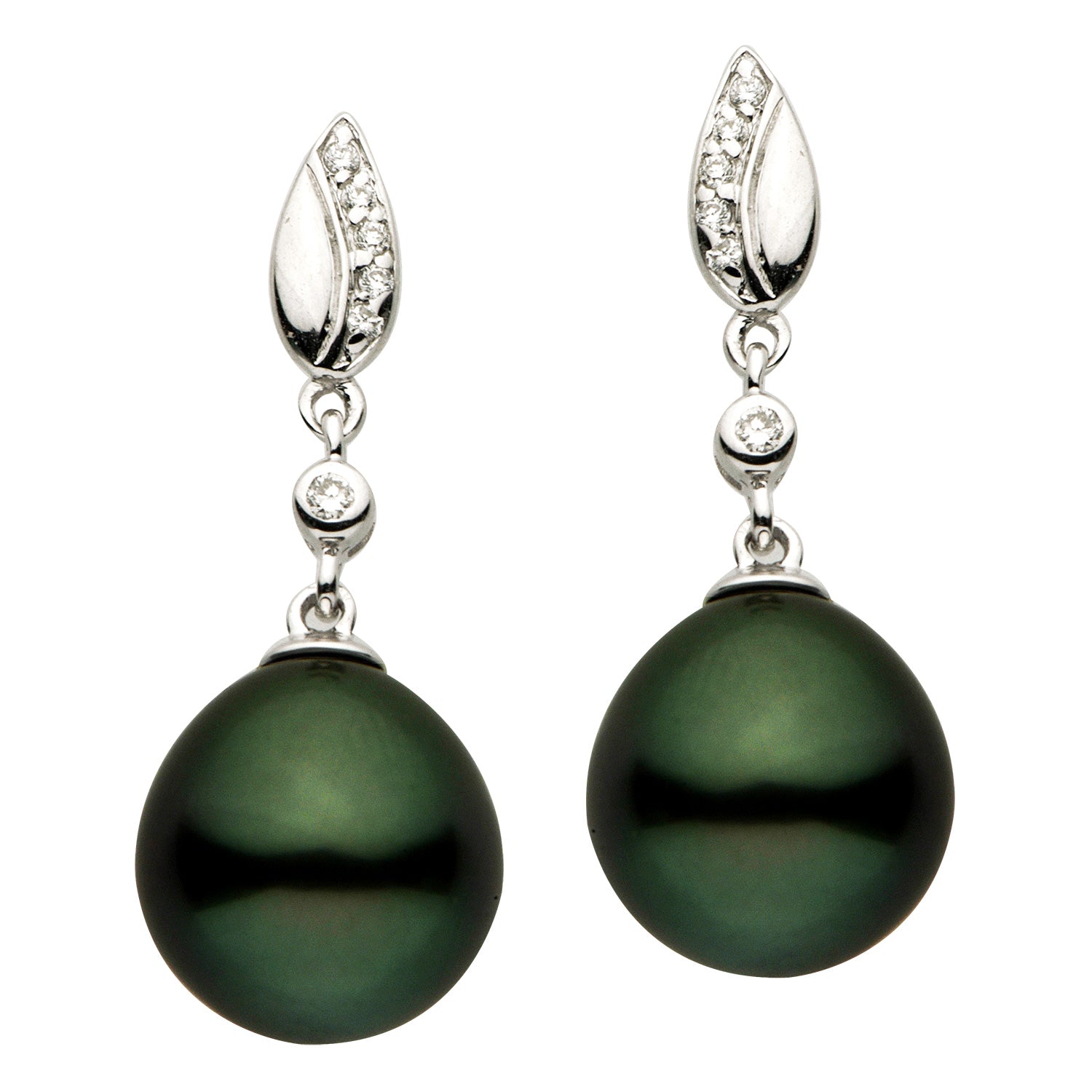 14KW Tahitian Pearl Earrings, 10-11mm