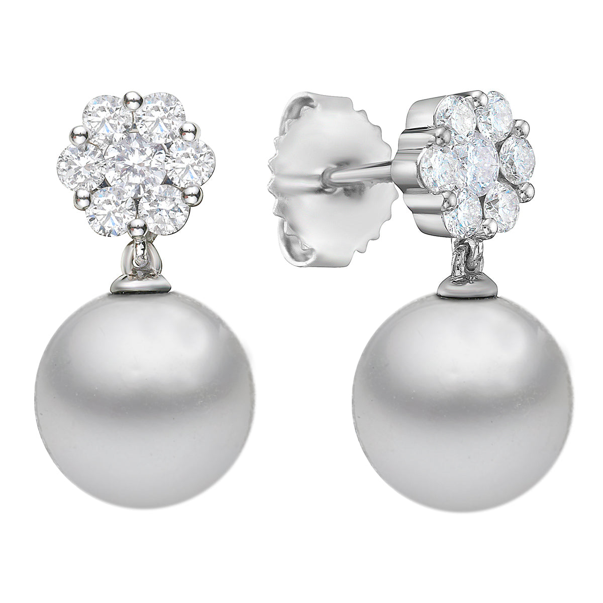 Earrings 14KW/1.5G 14RD-0.58CT W.FW 9-10mm