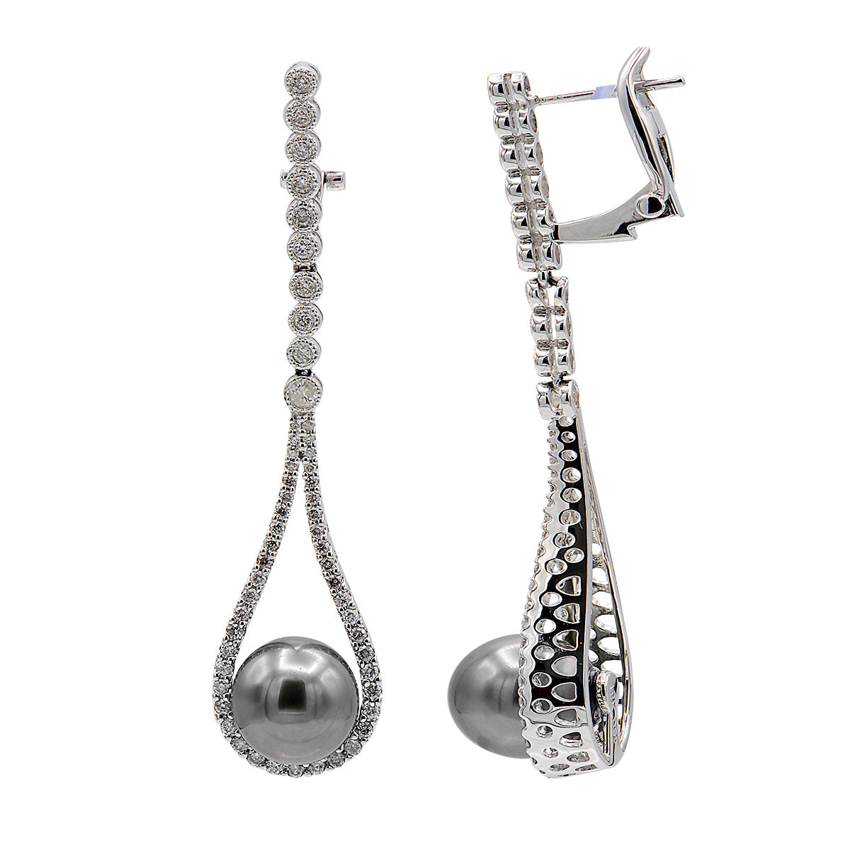 18KW Tahitian Pearl Earrings, 10-11mm