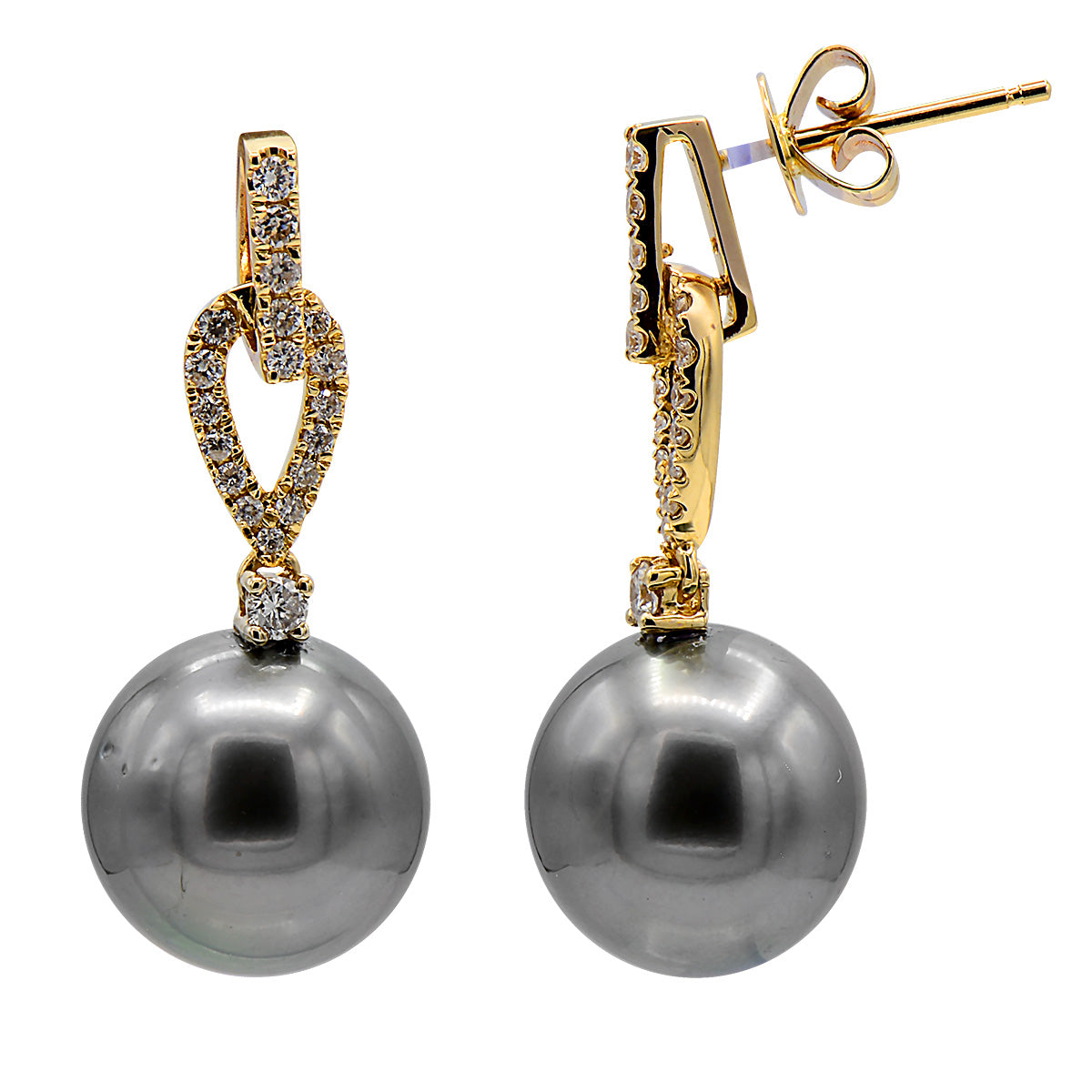 14KY Tahitian Pearl Earrings, 10-11mm