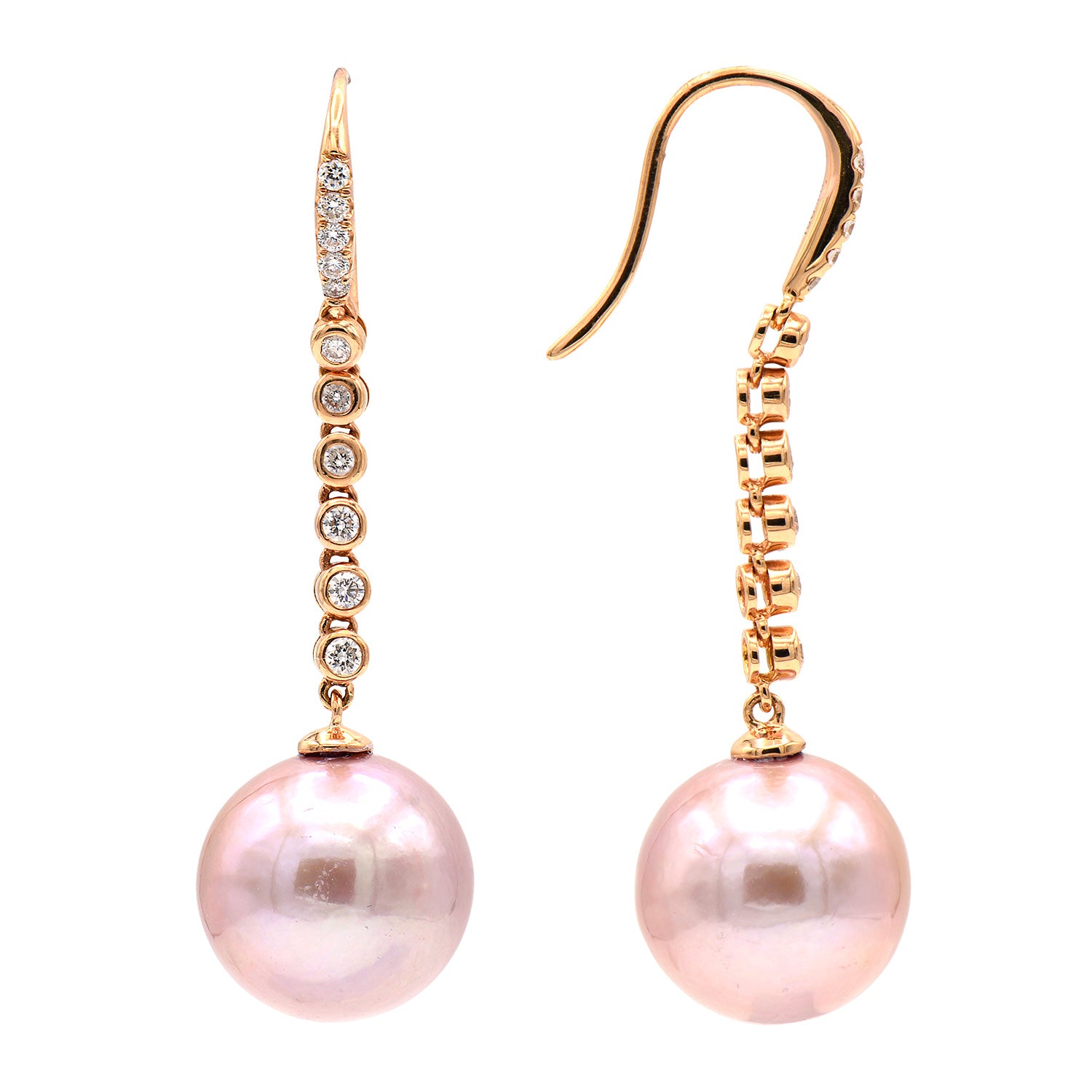 18KR Freshwater Pearl Earrings, 13-14mm