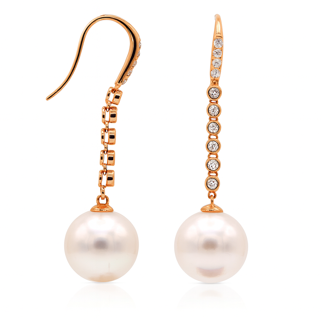 E012336R-WF - 18KR_2.5G W.FW Earrings 22D-0.35ct 10-11mm