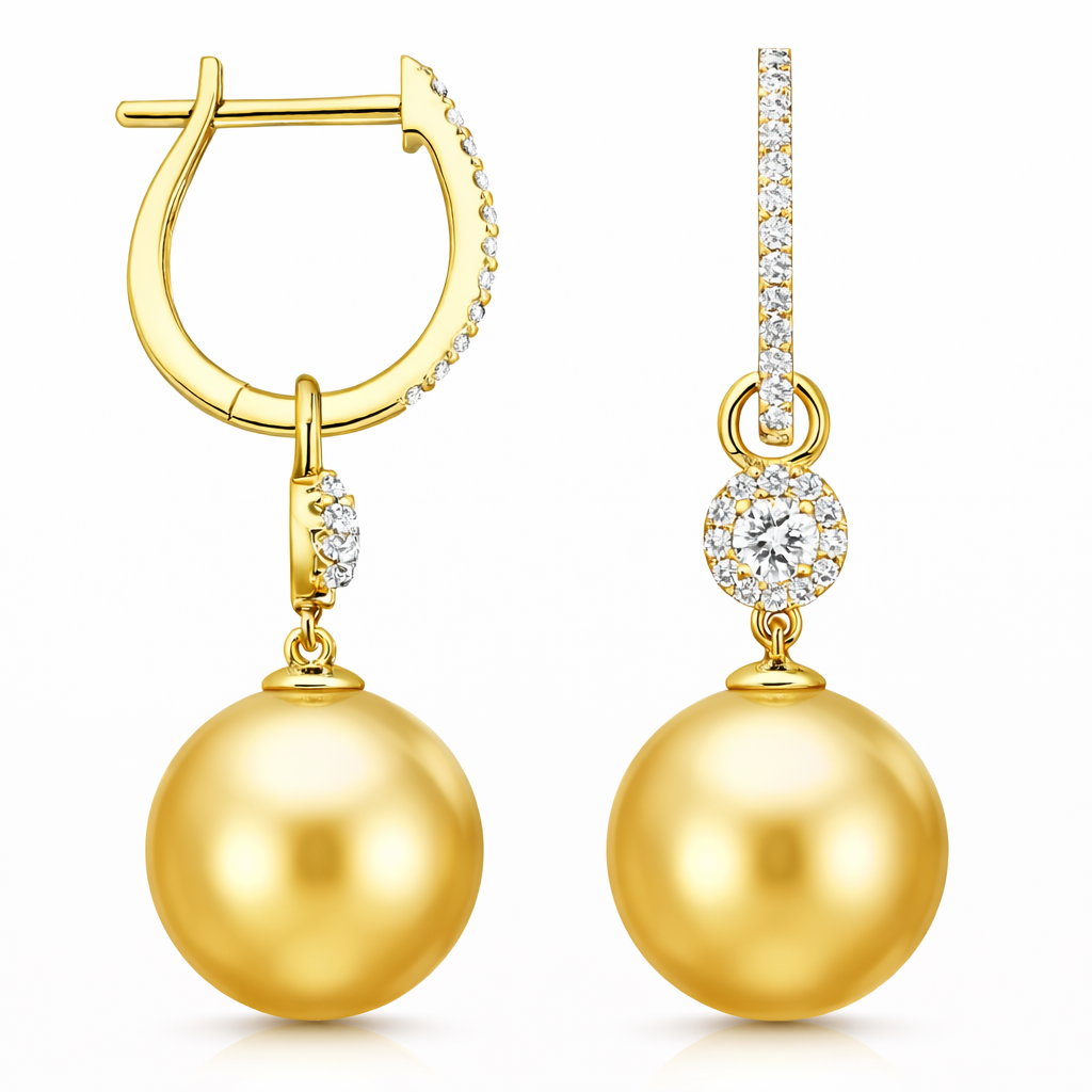 14K Yellow Gold Golden Earrings, 0.34ct