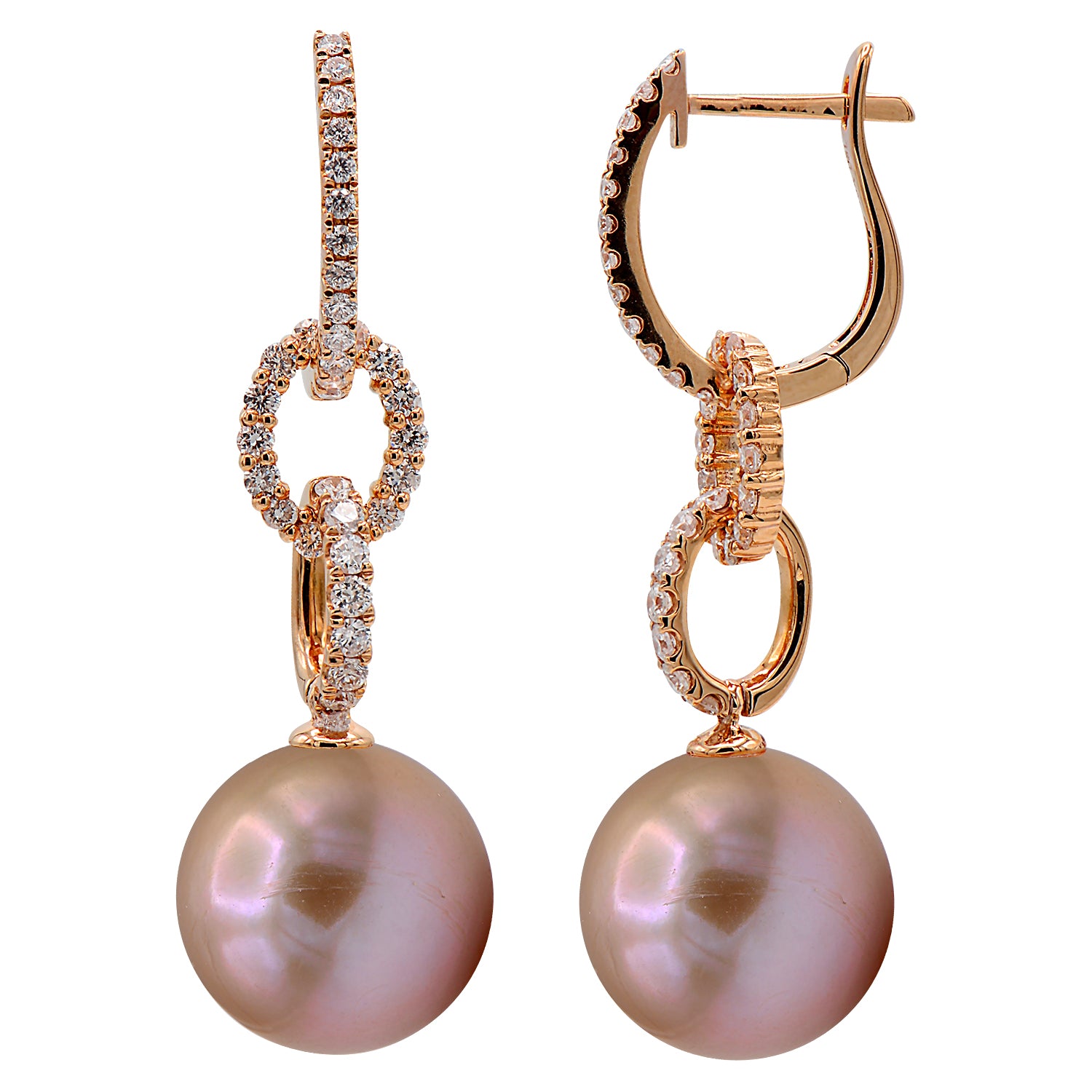 18KR Freshwater Pearl Earrings, 12-13mm