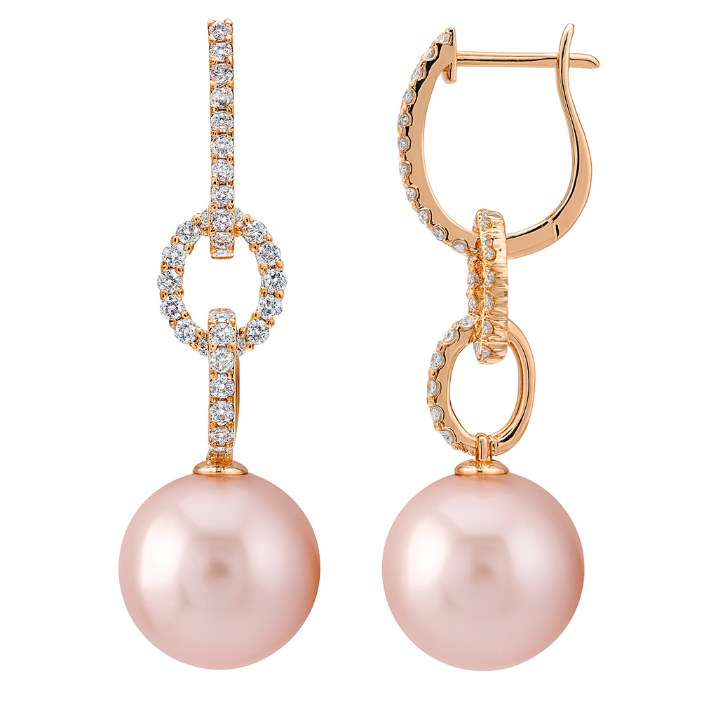 18KR Freshwater Pearl Earrings, 12-13mm