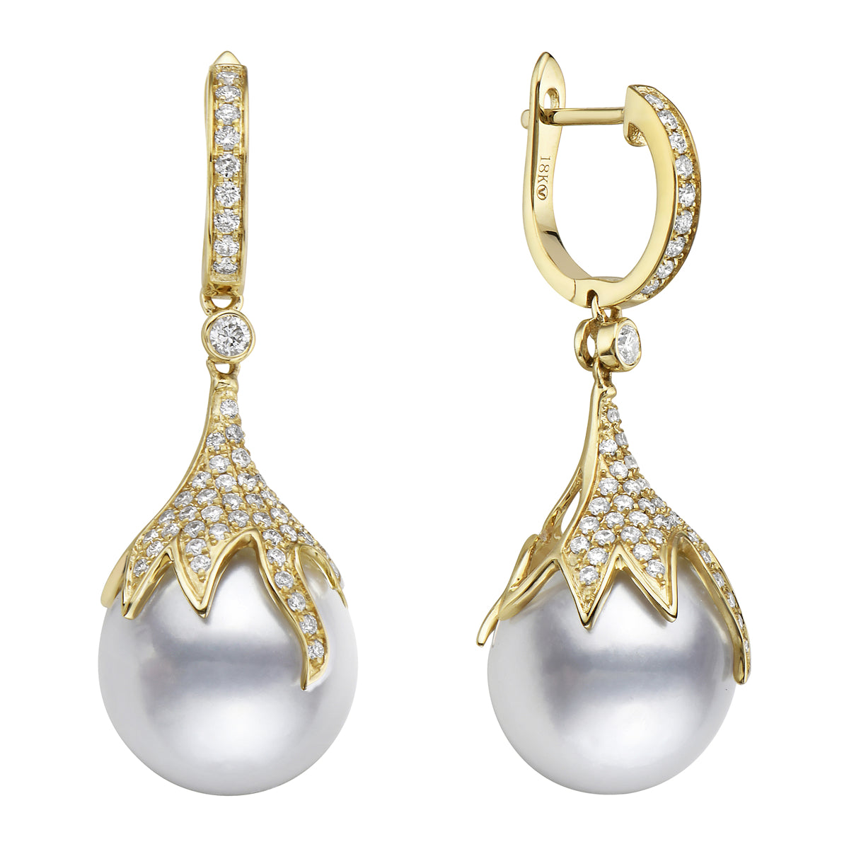 E012376Y-G - 18KY_3.8G Golden  Earring 122D-0.63ct 12-13mm