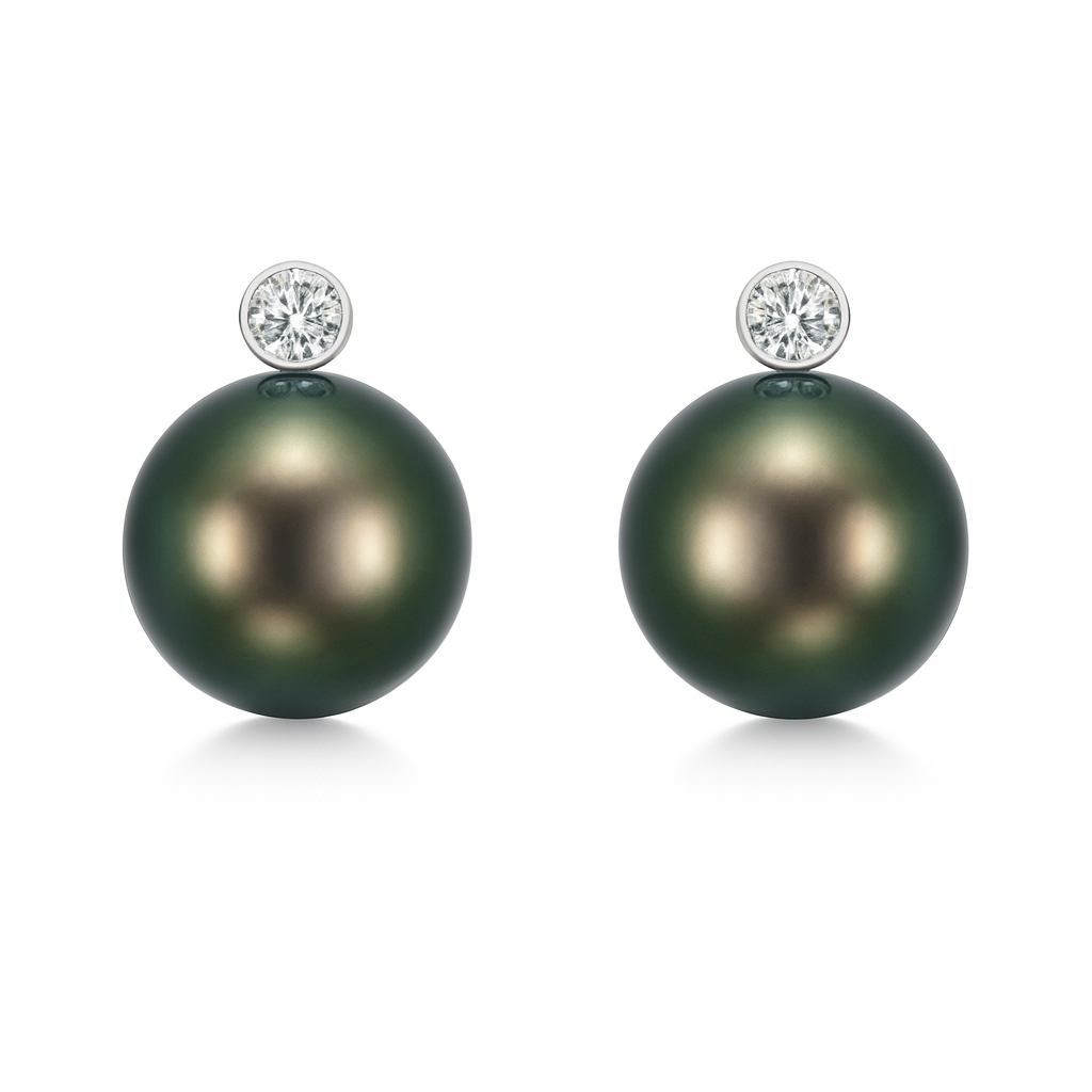 14KW Tahitian Pearl Earrings, 10-11mm