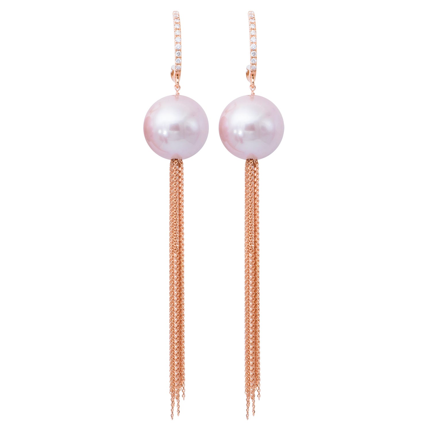 18KR Freshwater Pearl Earrings, 13-14mm