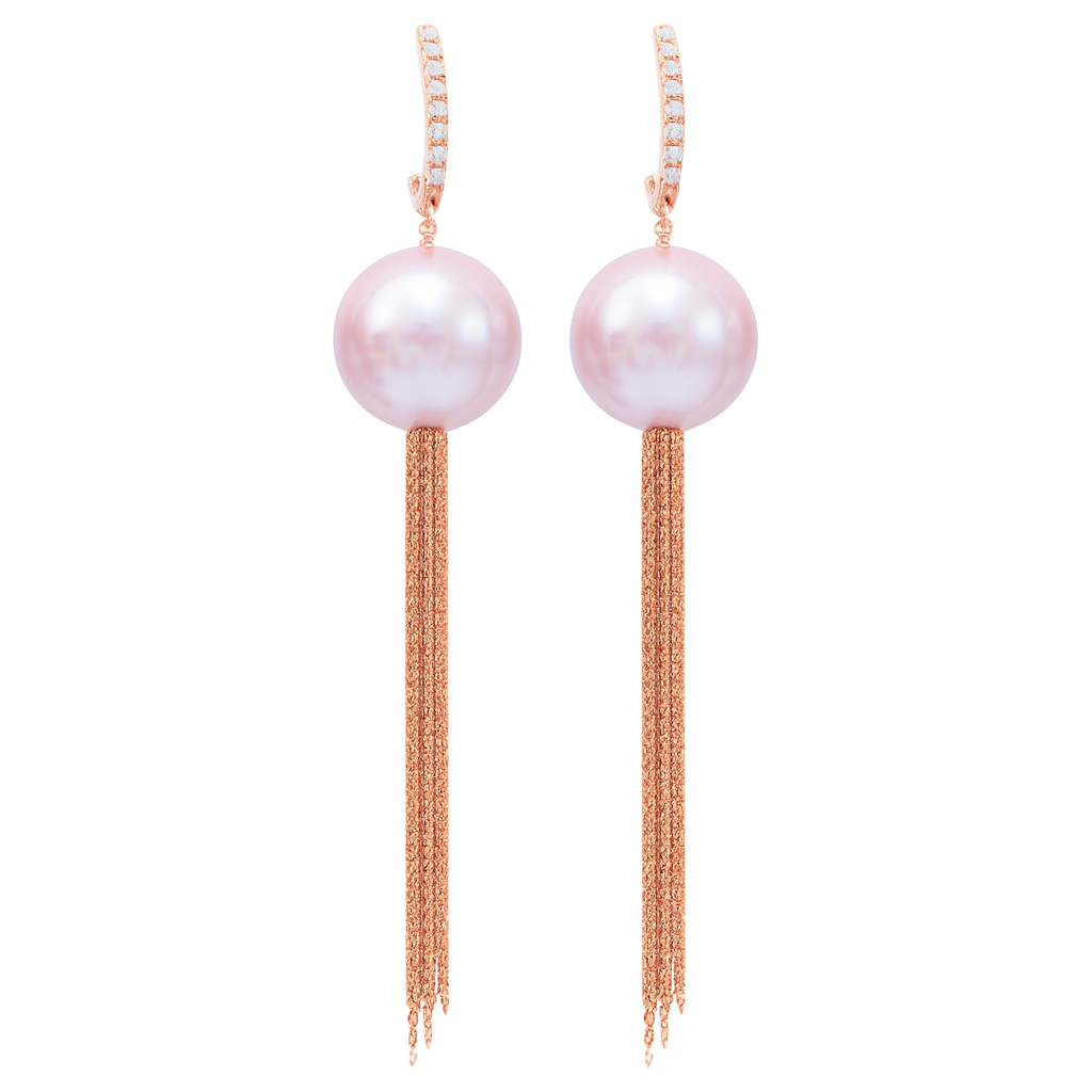 18KR Freshwater Pearl Earrings, 13-14mm