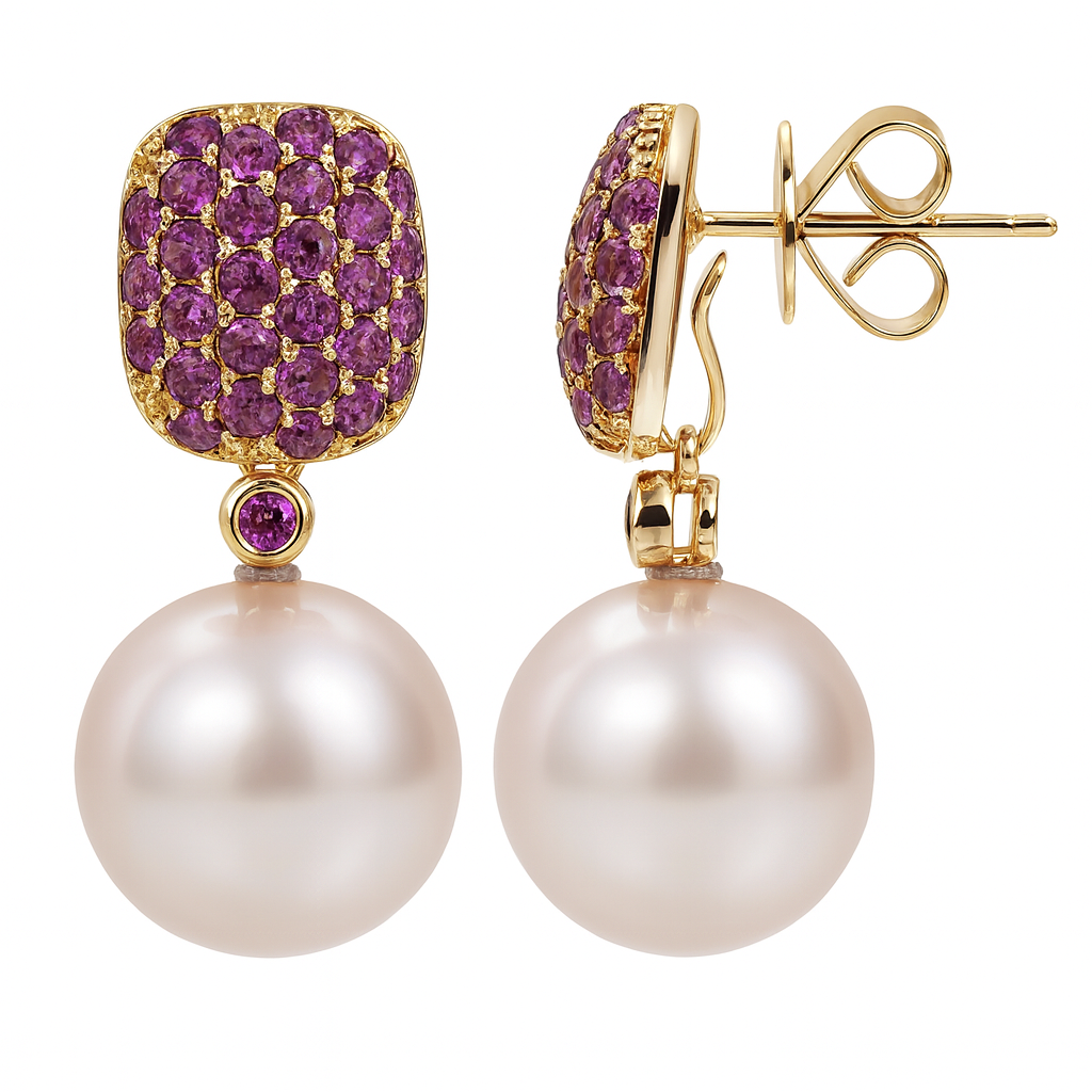18KWR Freshwater Pearl Earrings, 11-12mm
