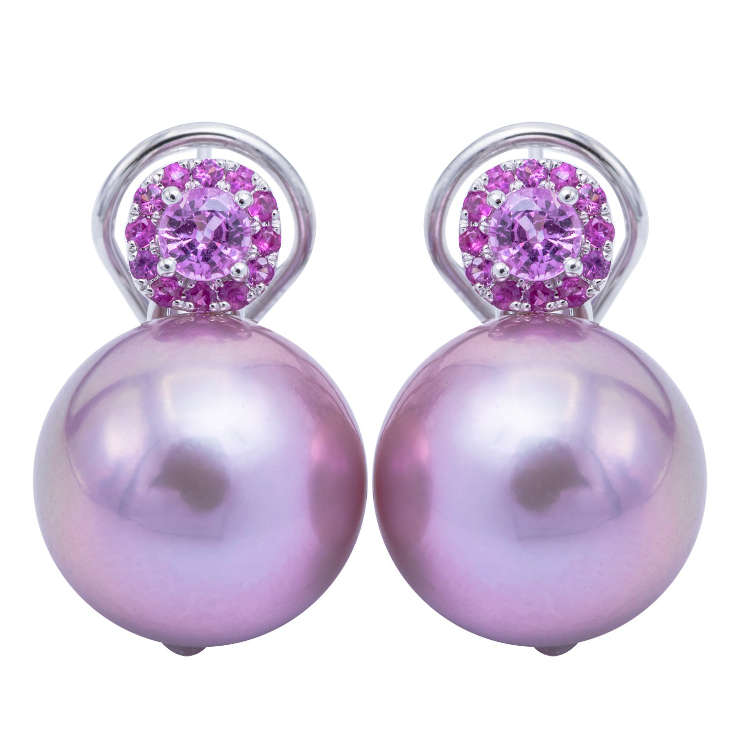 18KW Freshwater Pearl Earrings, 14-15mm