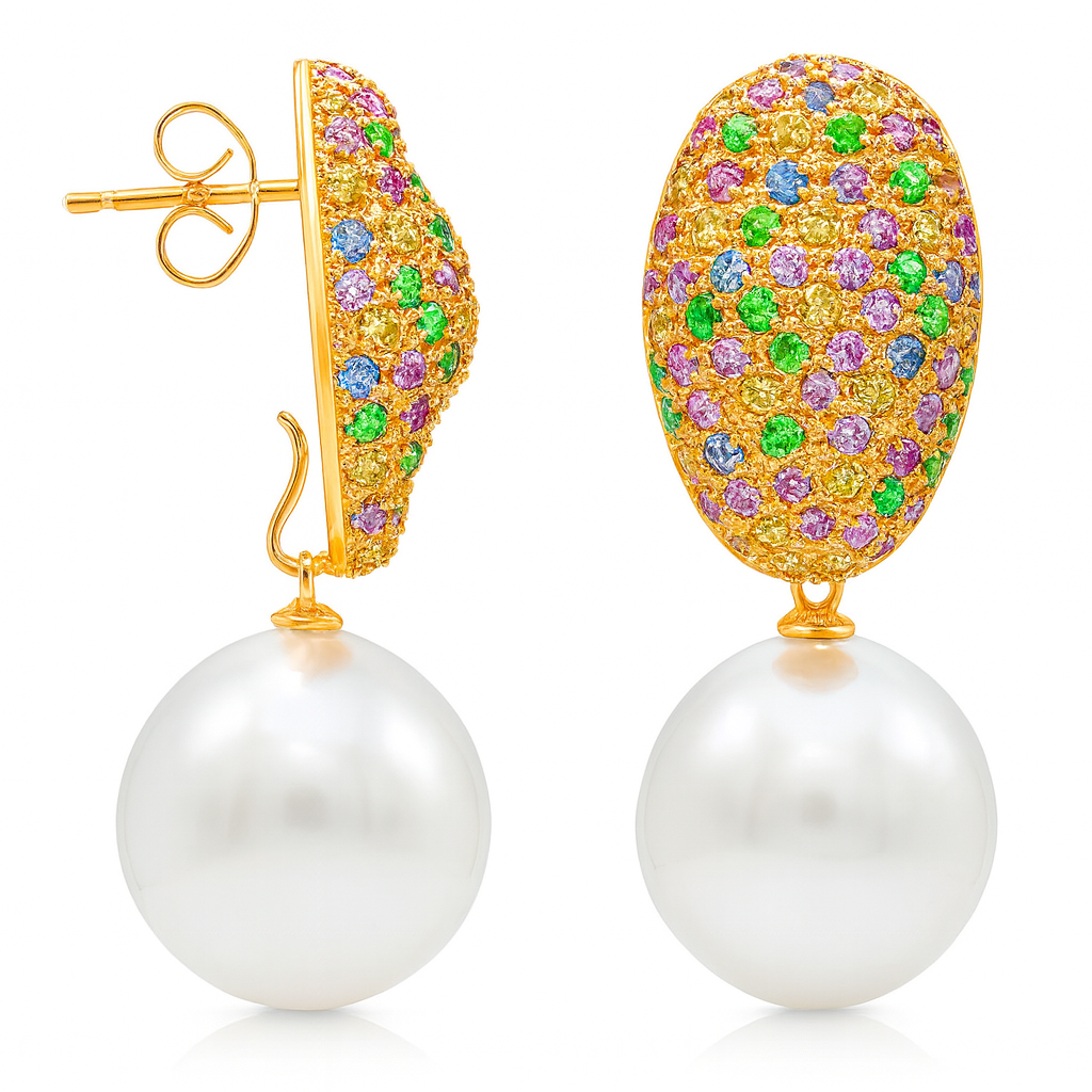 18K Rose Gold South Sea Pearl Earrings, 14-15mm, 2.5ct