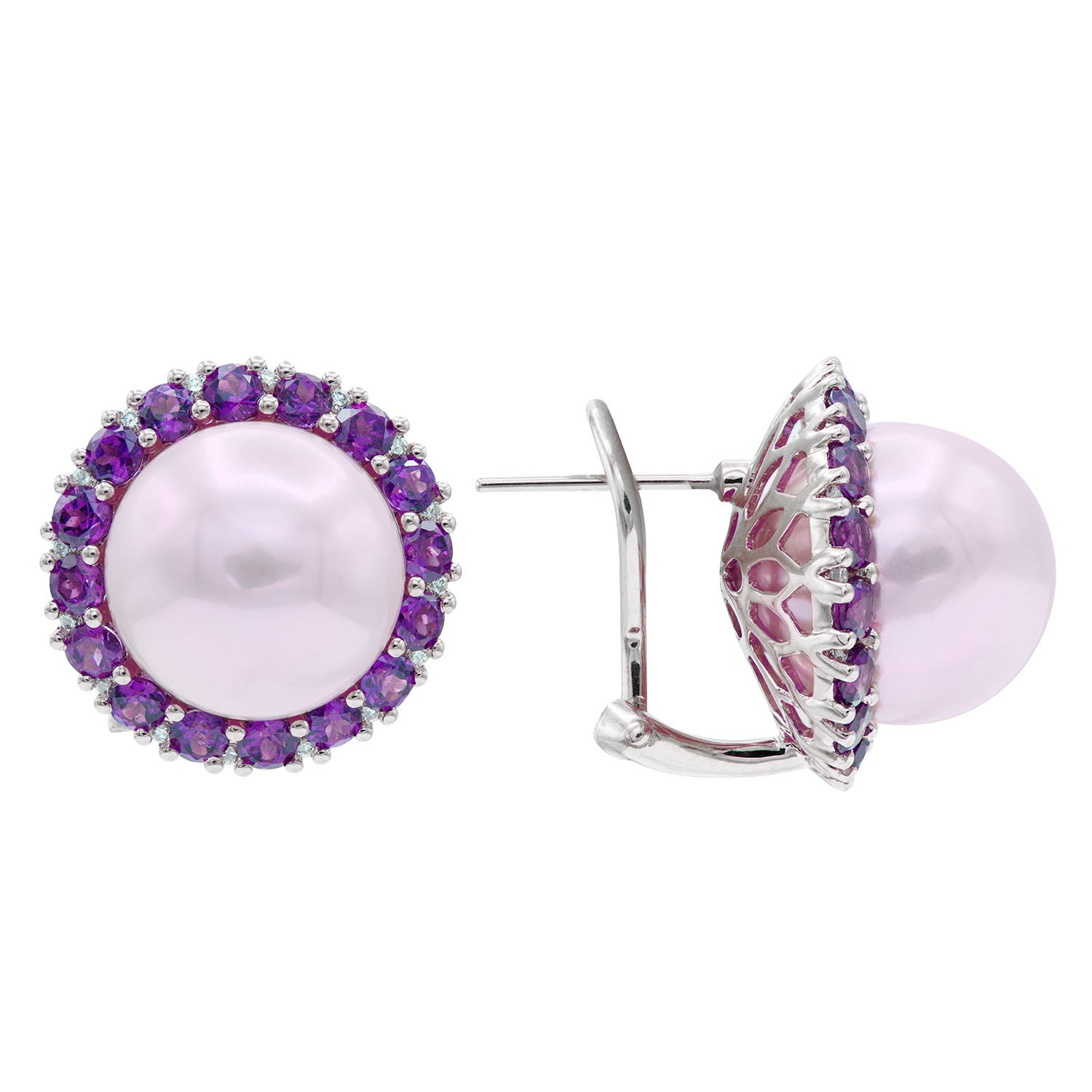 18KW Freshwater Pearl Earrings, 13-14mm