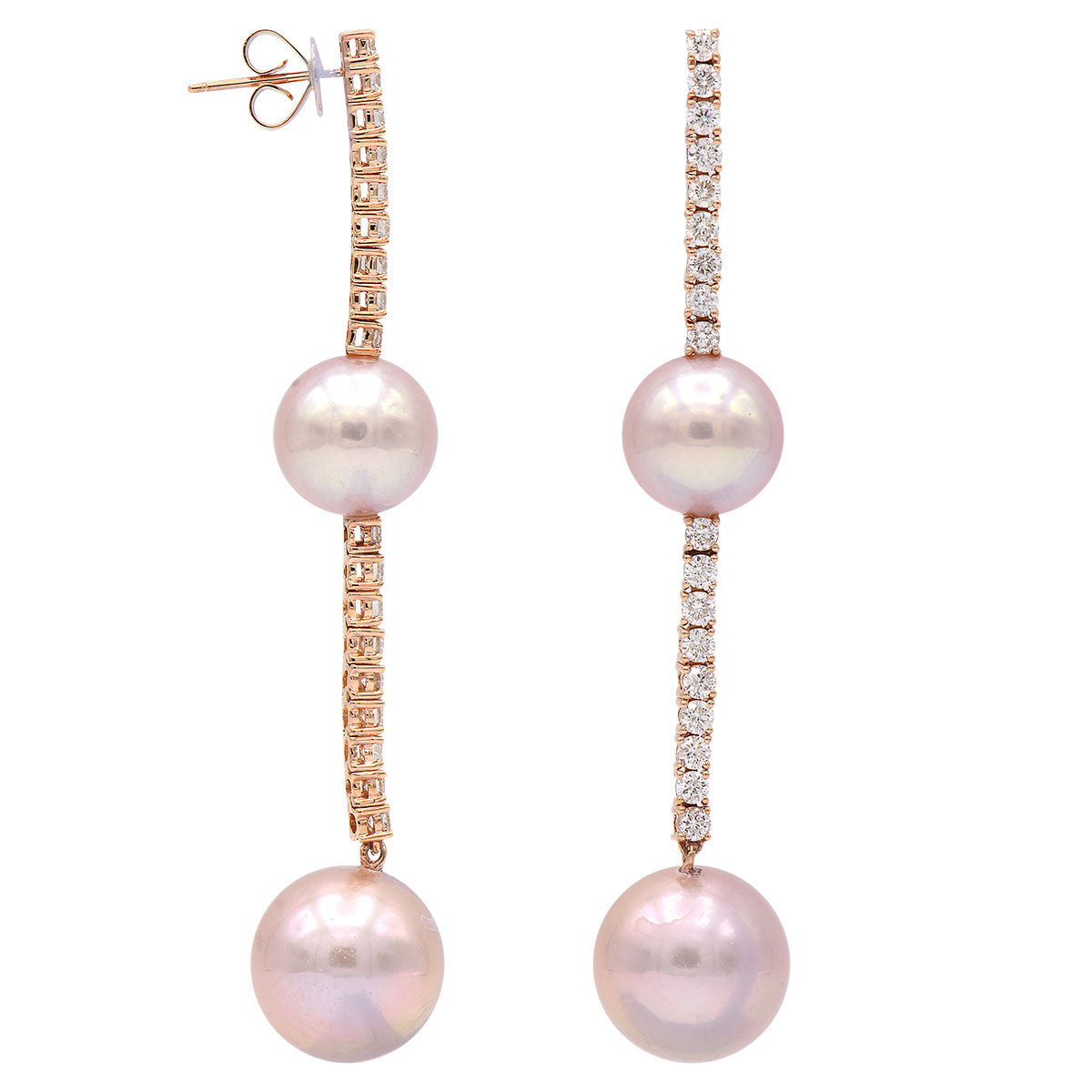 18KR Freshwater Pearl Earrings, 11-14mm