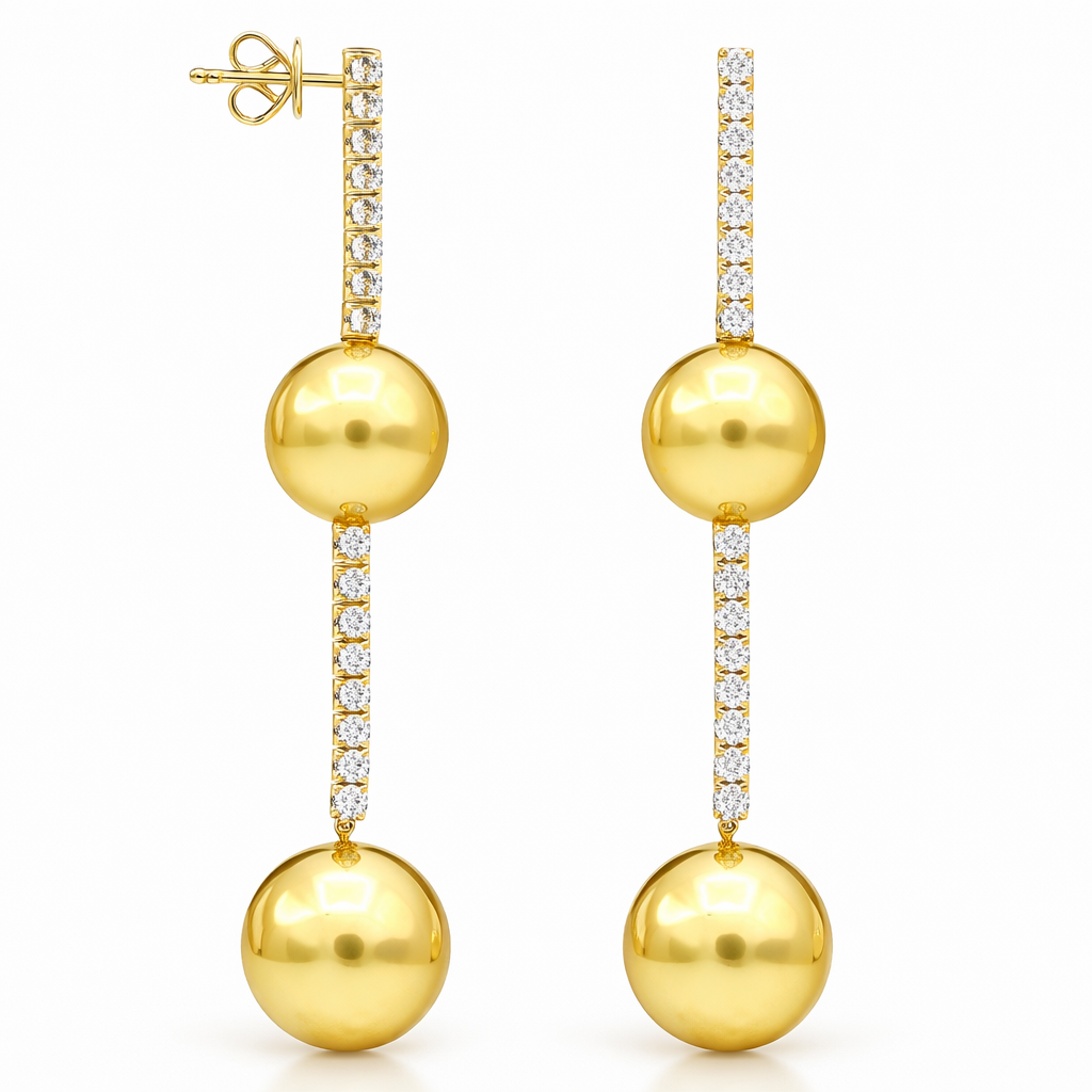 18K Yellow Gold Golden Pearl Earrings, 11-14mm, 1.81ct