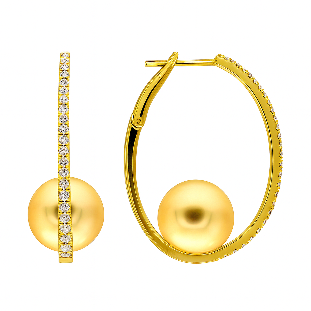 18K Yellow Gold Golden Earring, 10-11mm, 0.55ct