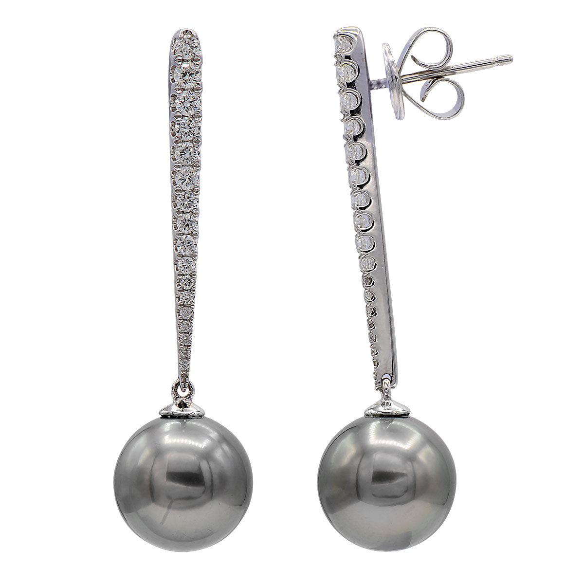 18KW Tahitian Pearl Earrings, 10-11mm