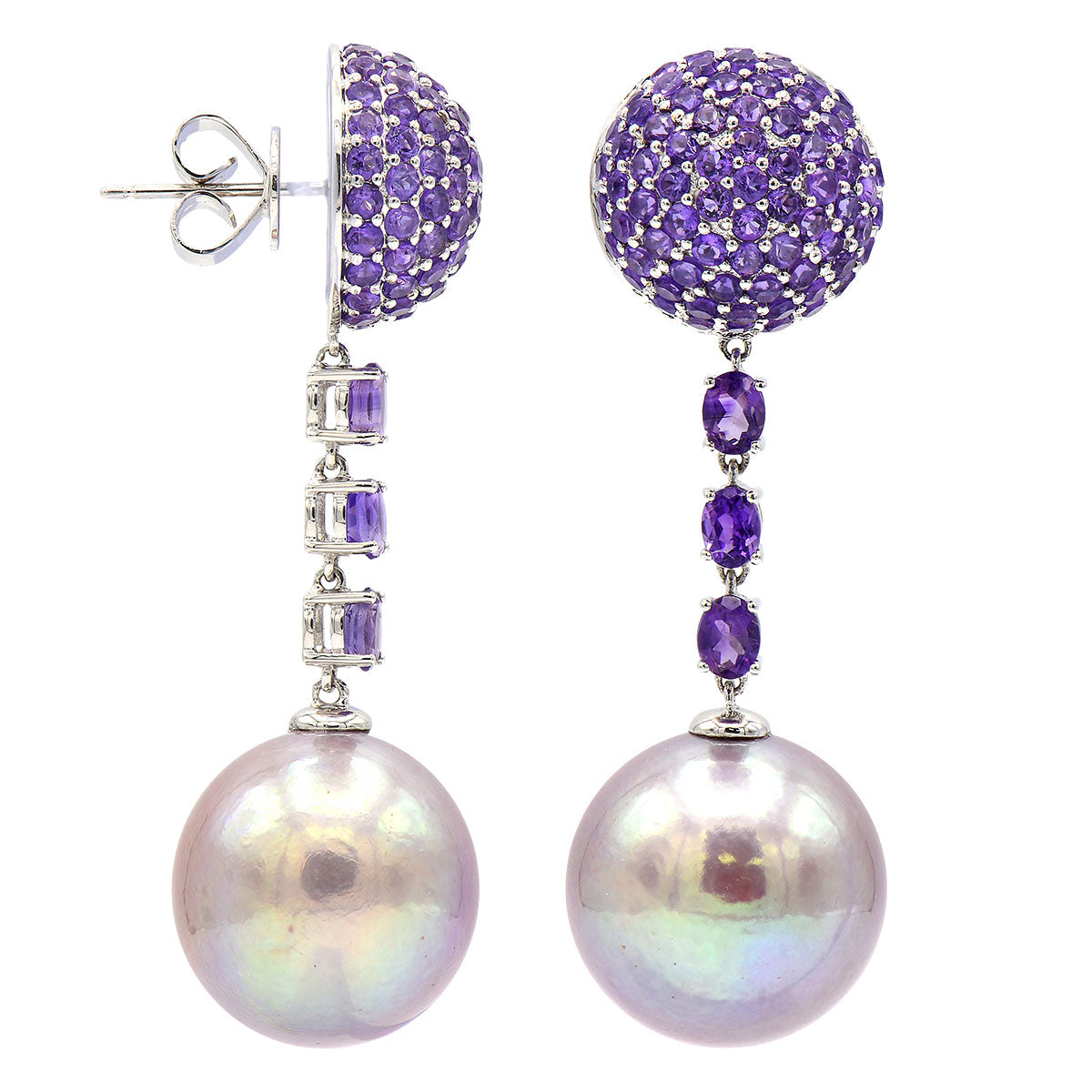 18KW Freshwater Pearl Earrings, 15-16mm