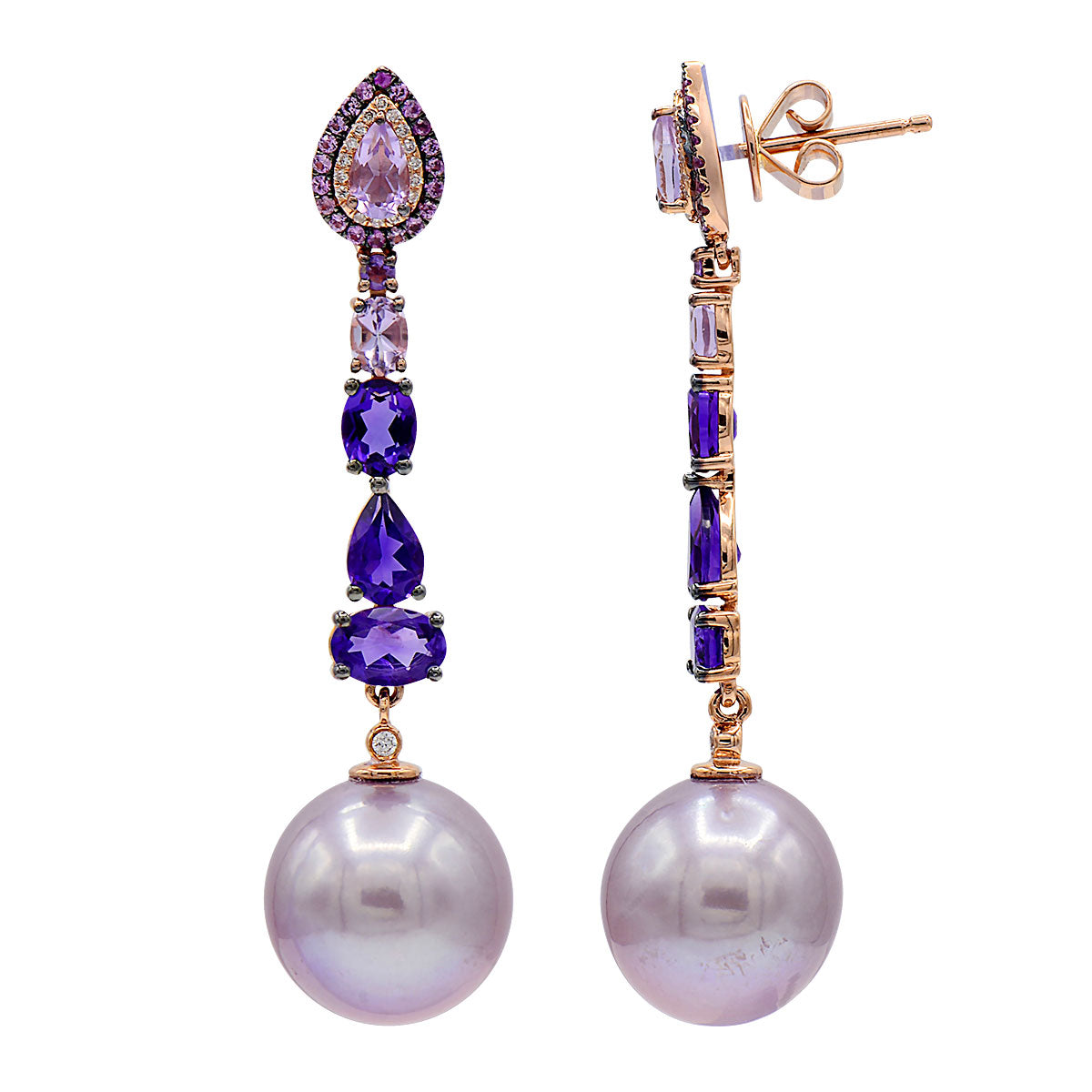 18KR Freshwater Pearl Earrings, 13-14mm