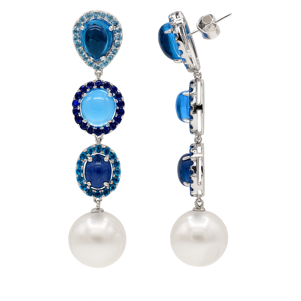 18K White Gold South Sea Pearl Earrings, 12-13mm, 17ct