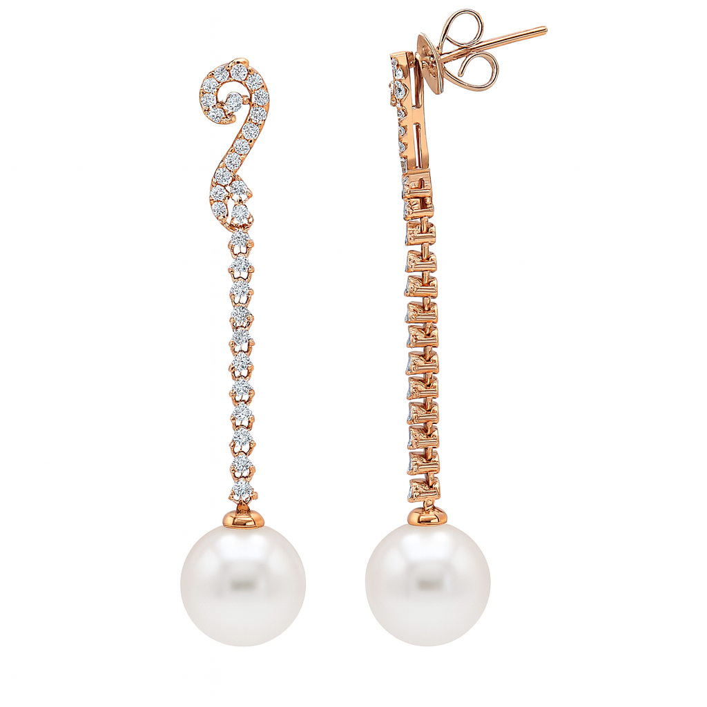 E012535R-WF - 18KR-4G Earring 62D-0.52ct W.FW 9.50-10mm