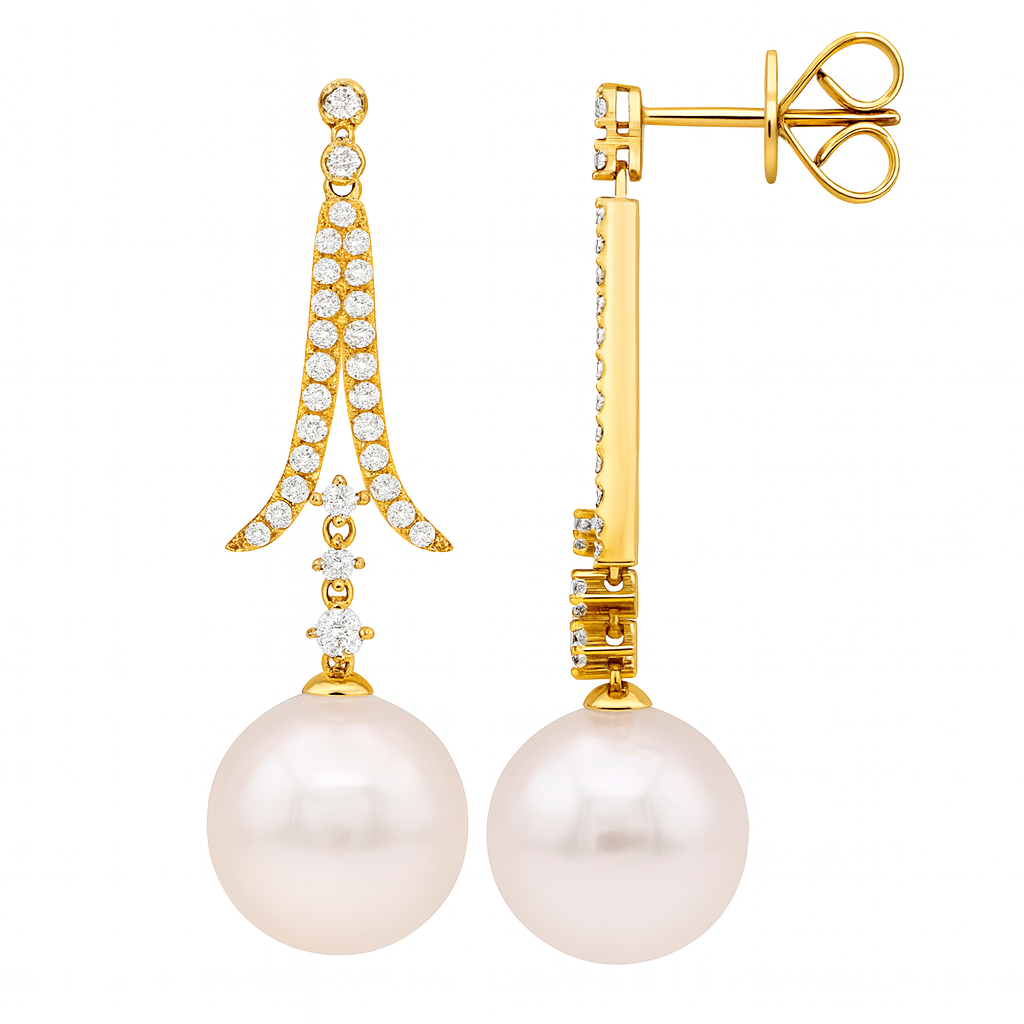 18KR Freshwater Pearl Earrings, 12-13mm