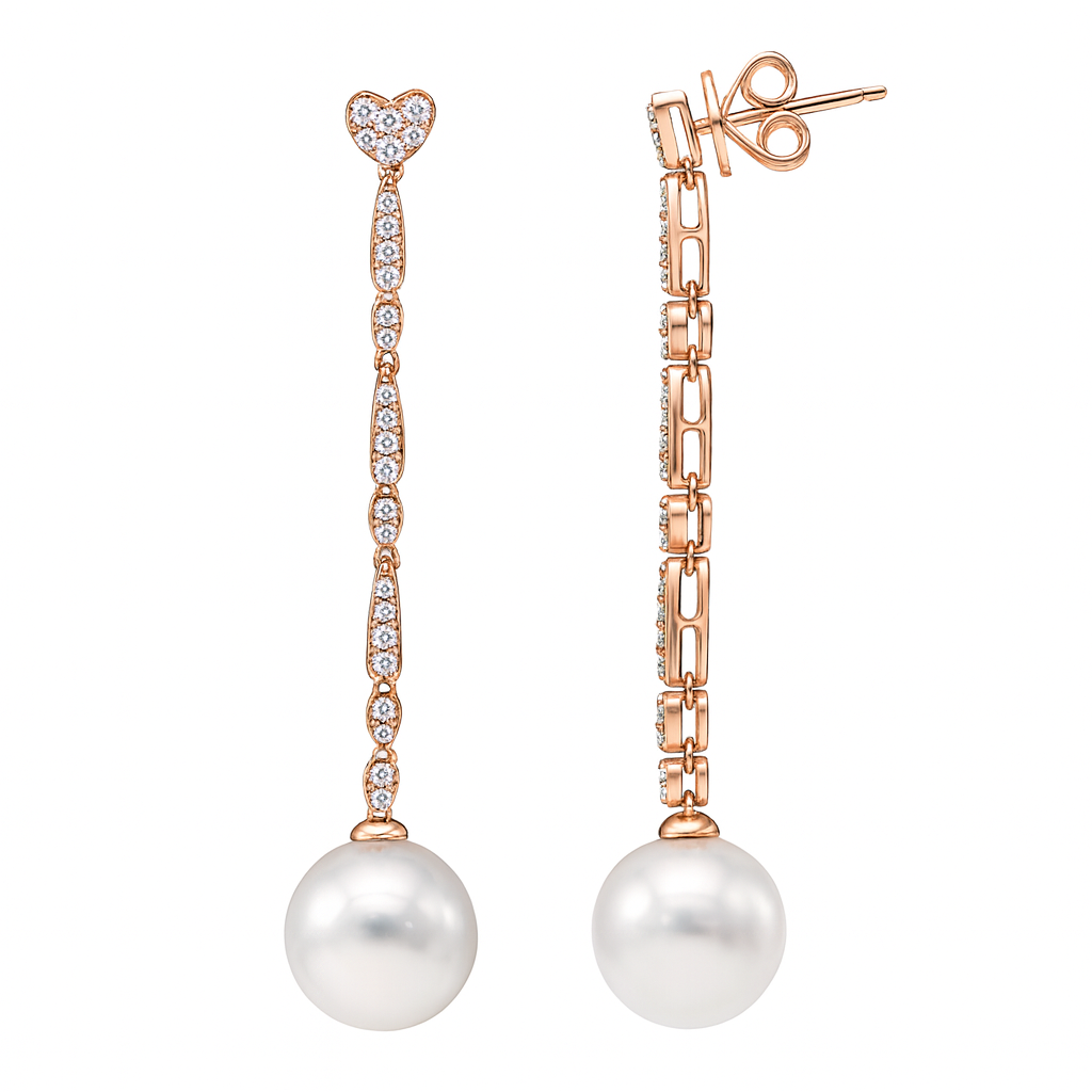 E012537R-WF - 18KR-4G Earring  58D-0.47ct W,FW 9.50-10mm